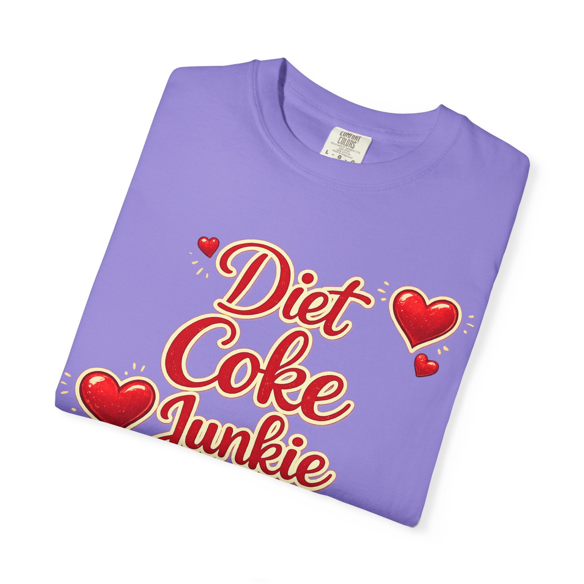 Diet Coke Junkie T‑Shirt — Retro Script Heart Graphic Tee
