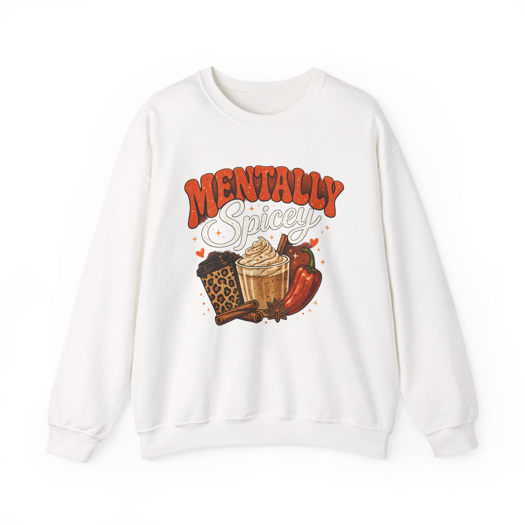 Crewneck Sweatshirt — "Mentally Spicy" Coffee & Chili Graphic