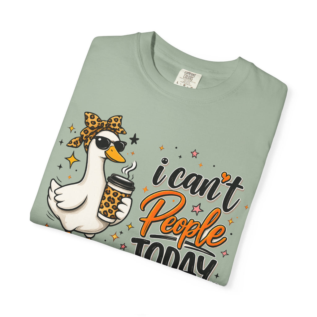 I Can't People Today T-Shirt — Leopard Duck Graphic Tee for Introverts