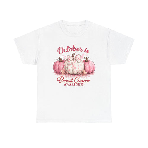 Breast Cancer Awareness Tee - "October is Breast Cancer Awareness" Pink Pumpkin Design