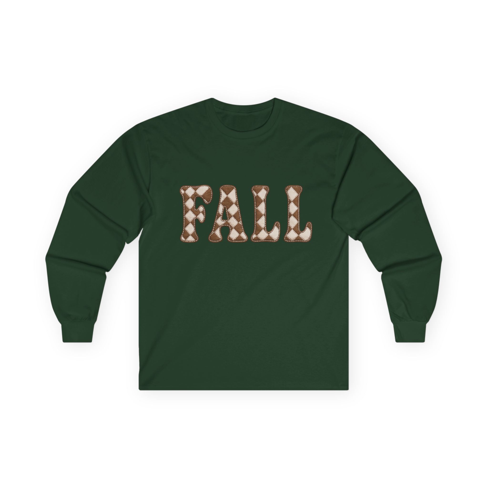 Fall Graphic Long Sleeve Tee — Retro Pattern "FALL" Autumn Shirt