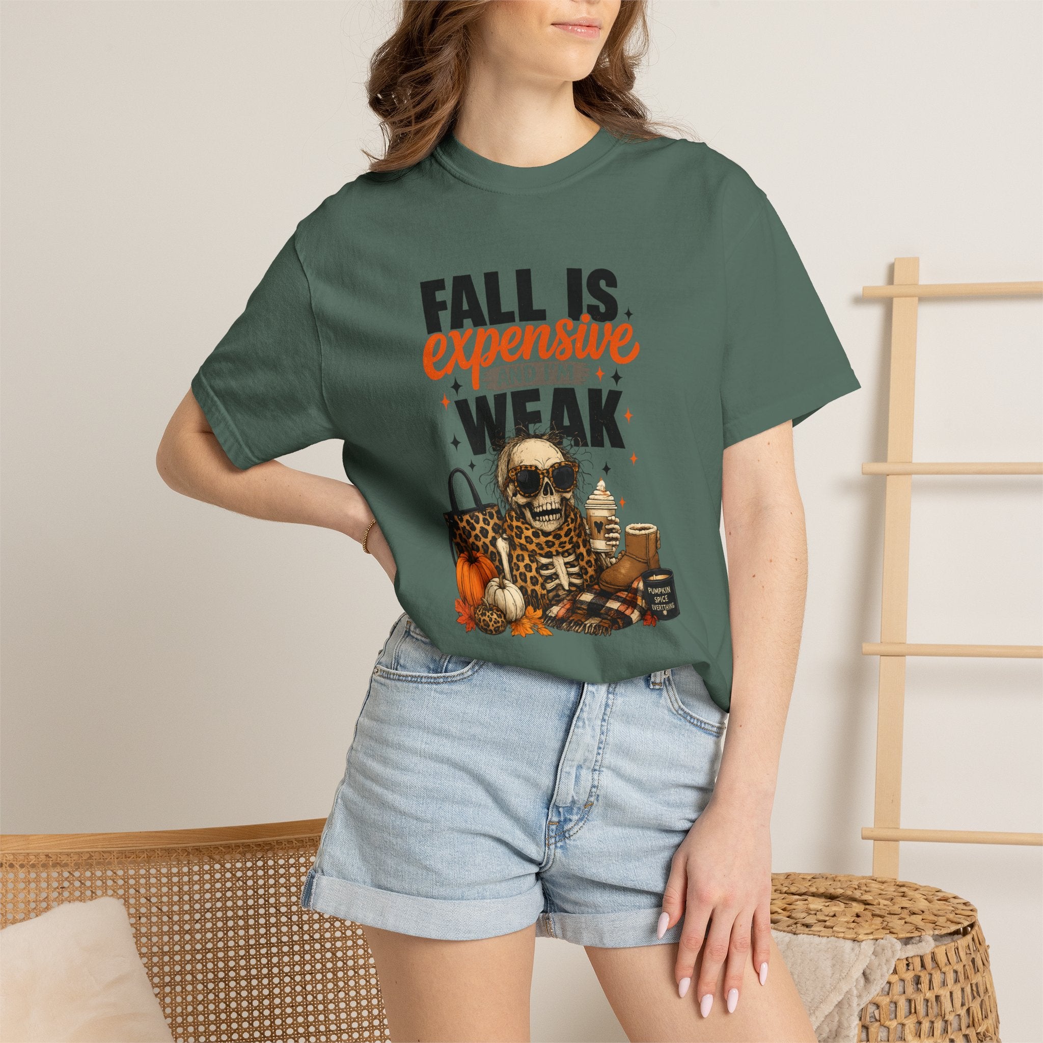 Fall Is Expensive and I'm Weak T-Shirt — Funny Autumn Pumpkin Skull Tee