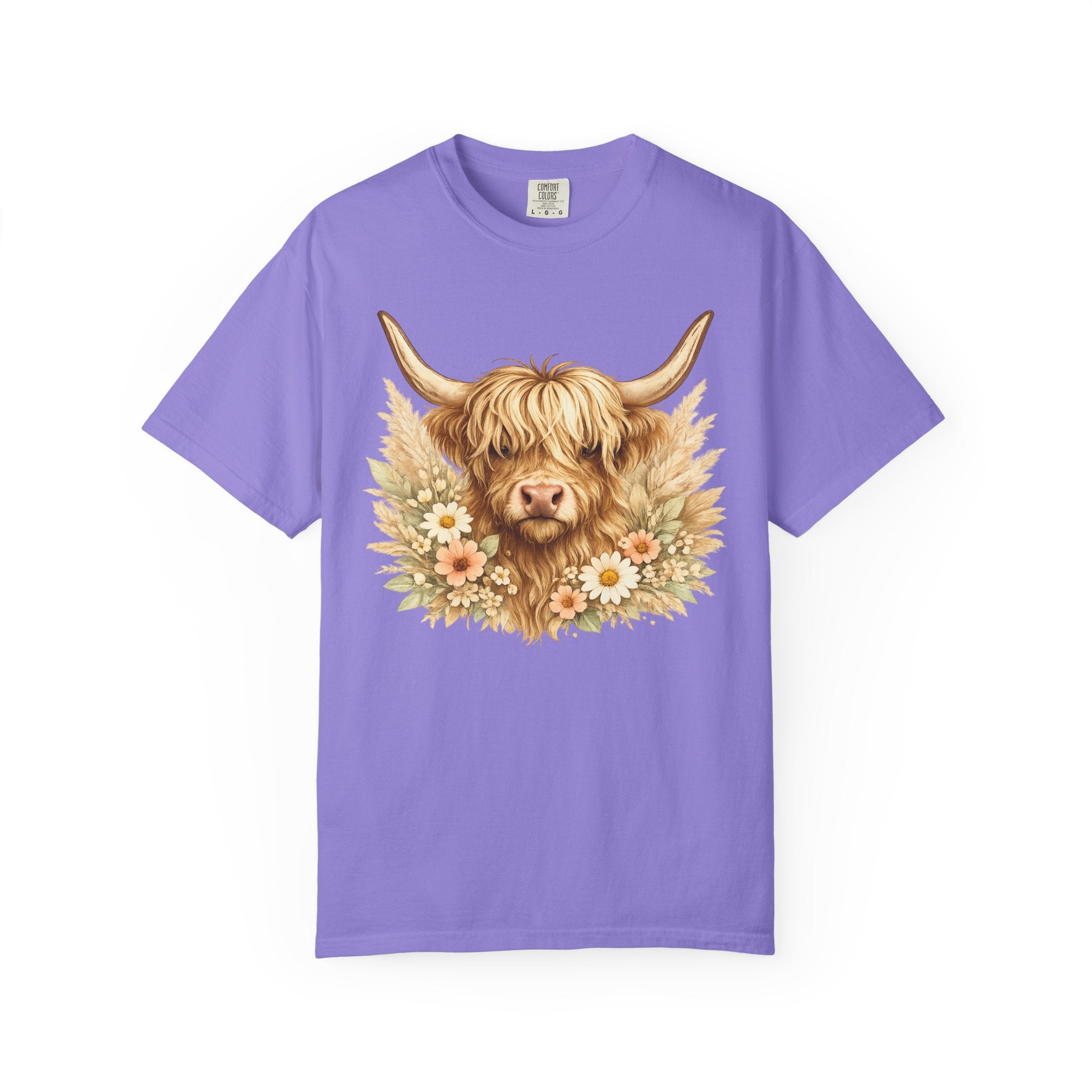 Highland Cow Floral T-Shirt — Cute Scottish Highland Cattle Tee