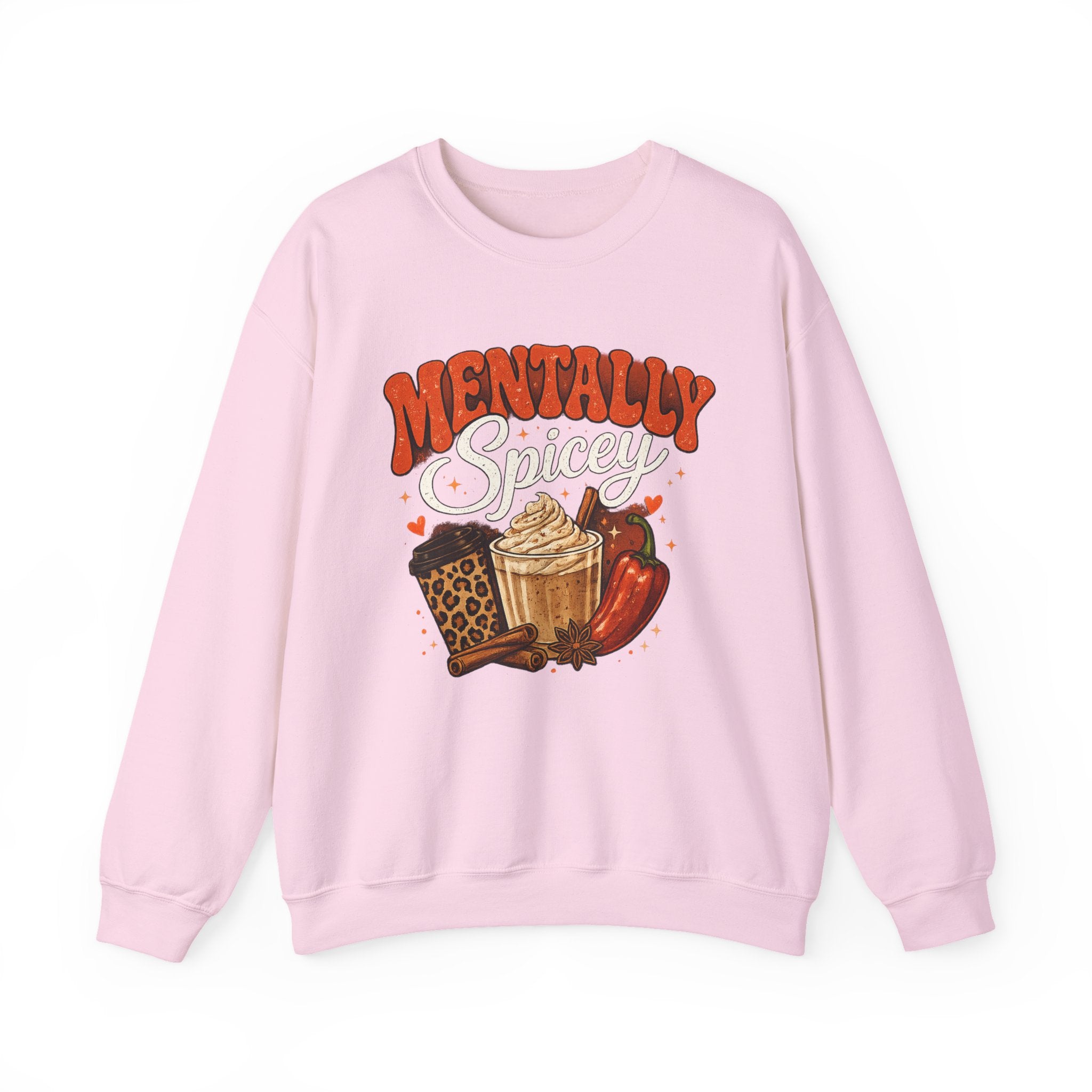 Crewneck Sweatshirt — "Mentally Spicy" Coffee & Chili Graphic