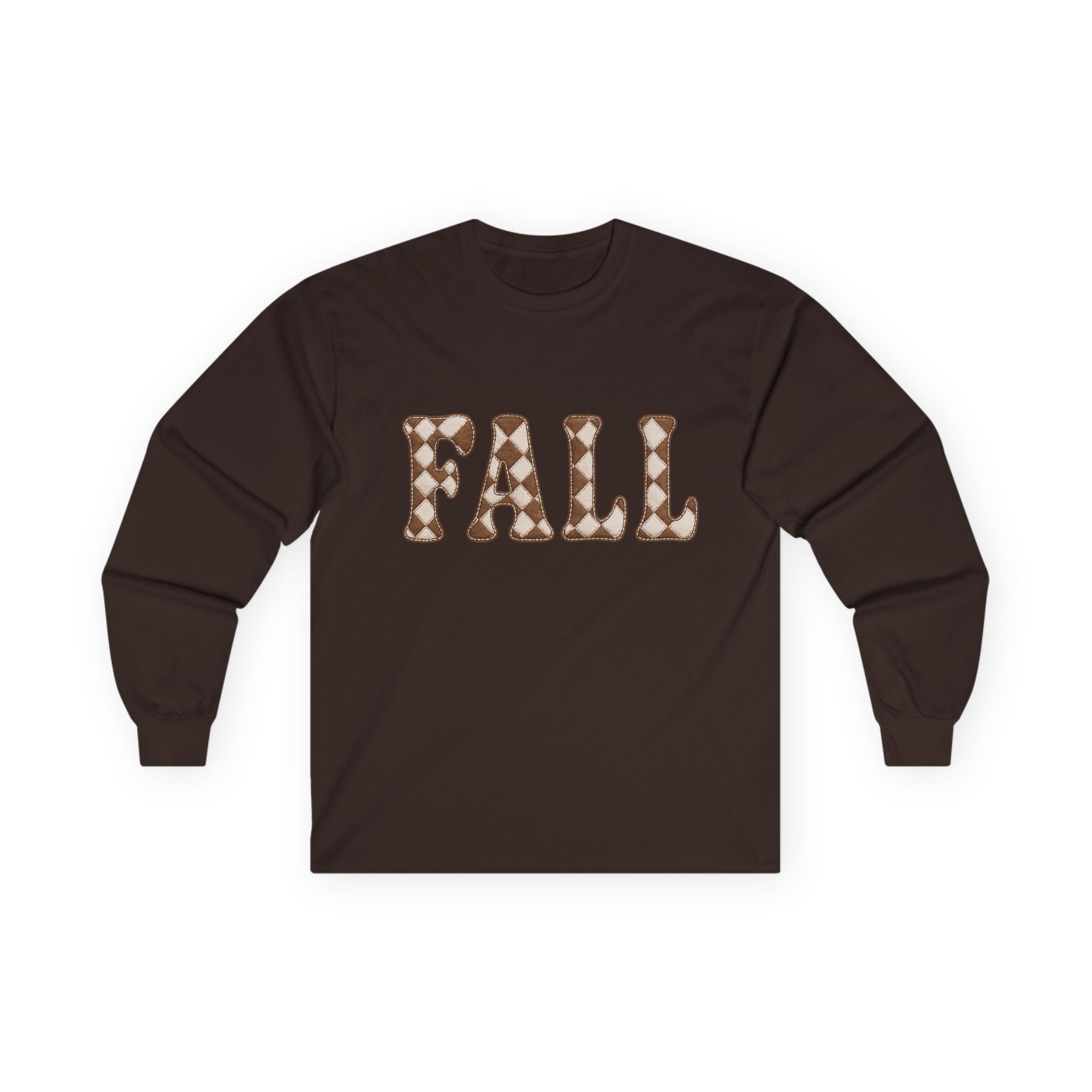 Fall Graphic Long Sleeve Tee — Retro Pattern "FALL" Autumn Shirt