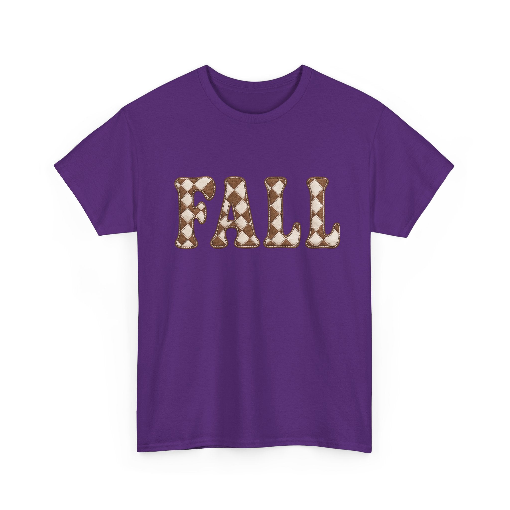 Fall Pumpkin Pattern T-Shirt — Cozy Autumn Tee with 'FALL' Lettering