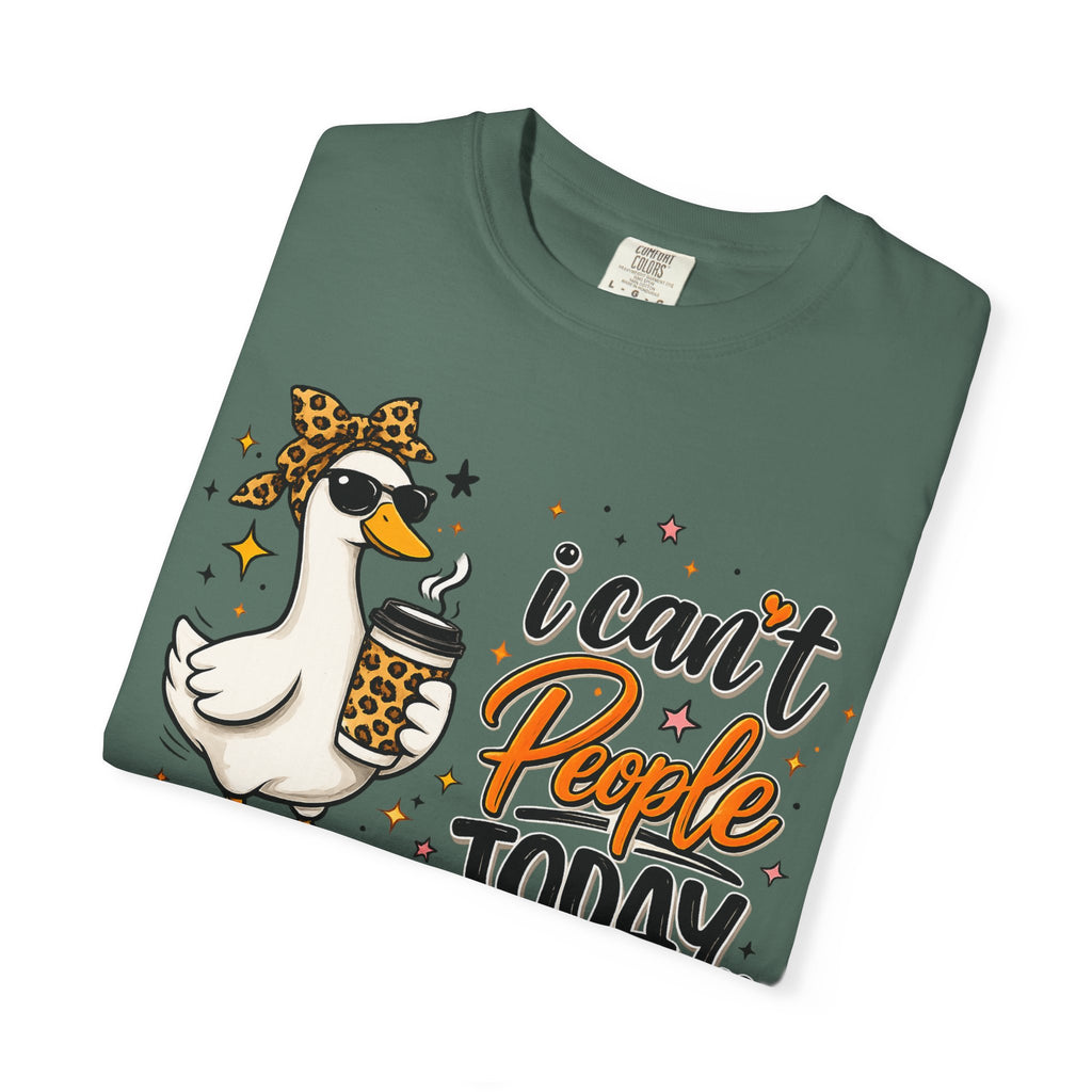 I Can't People Today T-Shirt — Leopard Duck Graphic Tee for Introverts