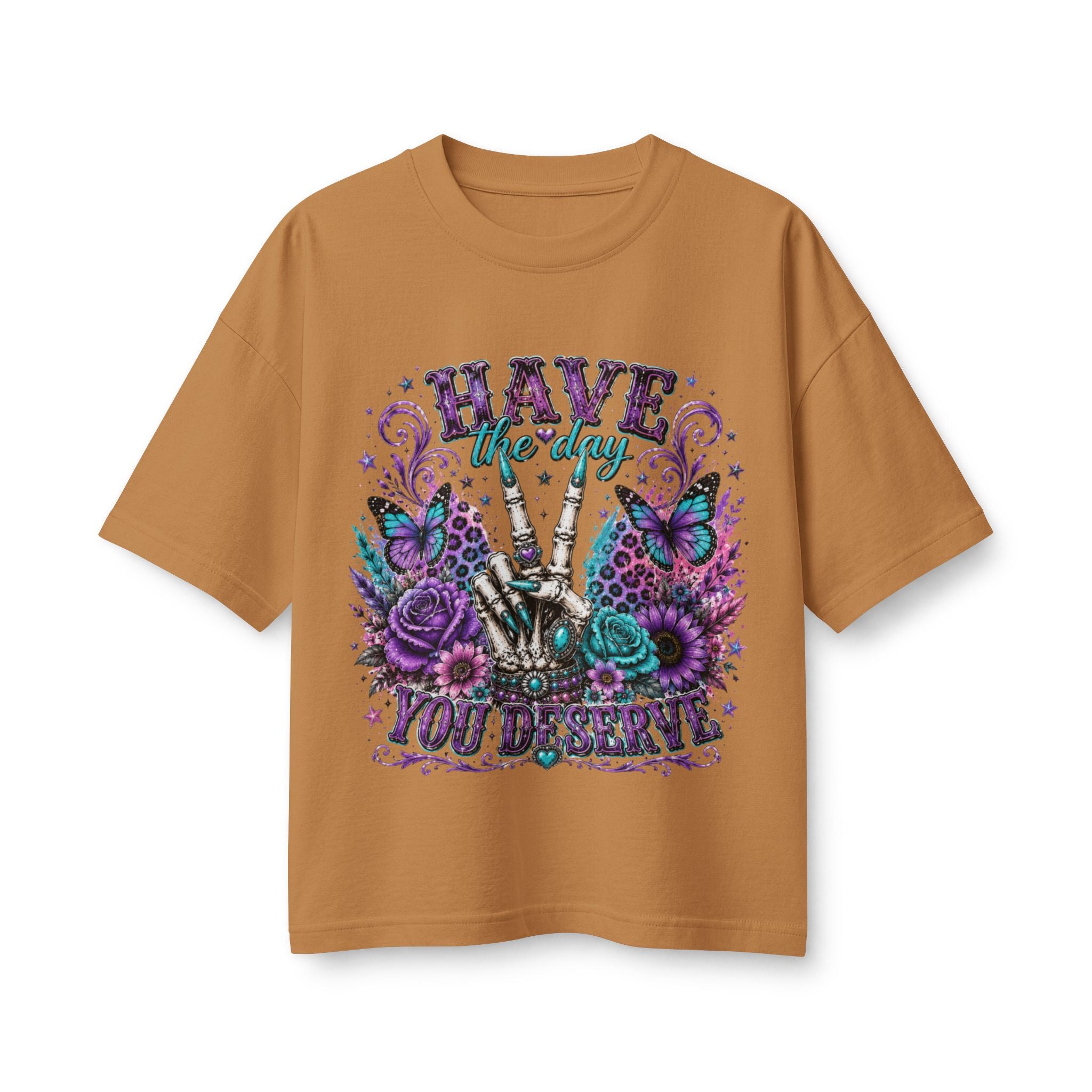 Have the Day You Deserve Graphic Tee — Floral Peace Sign Women’s T‑Shirt