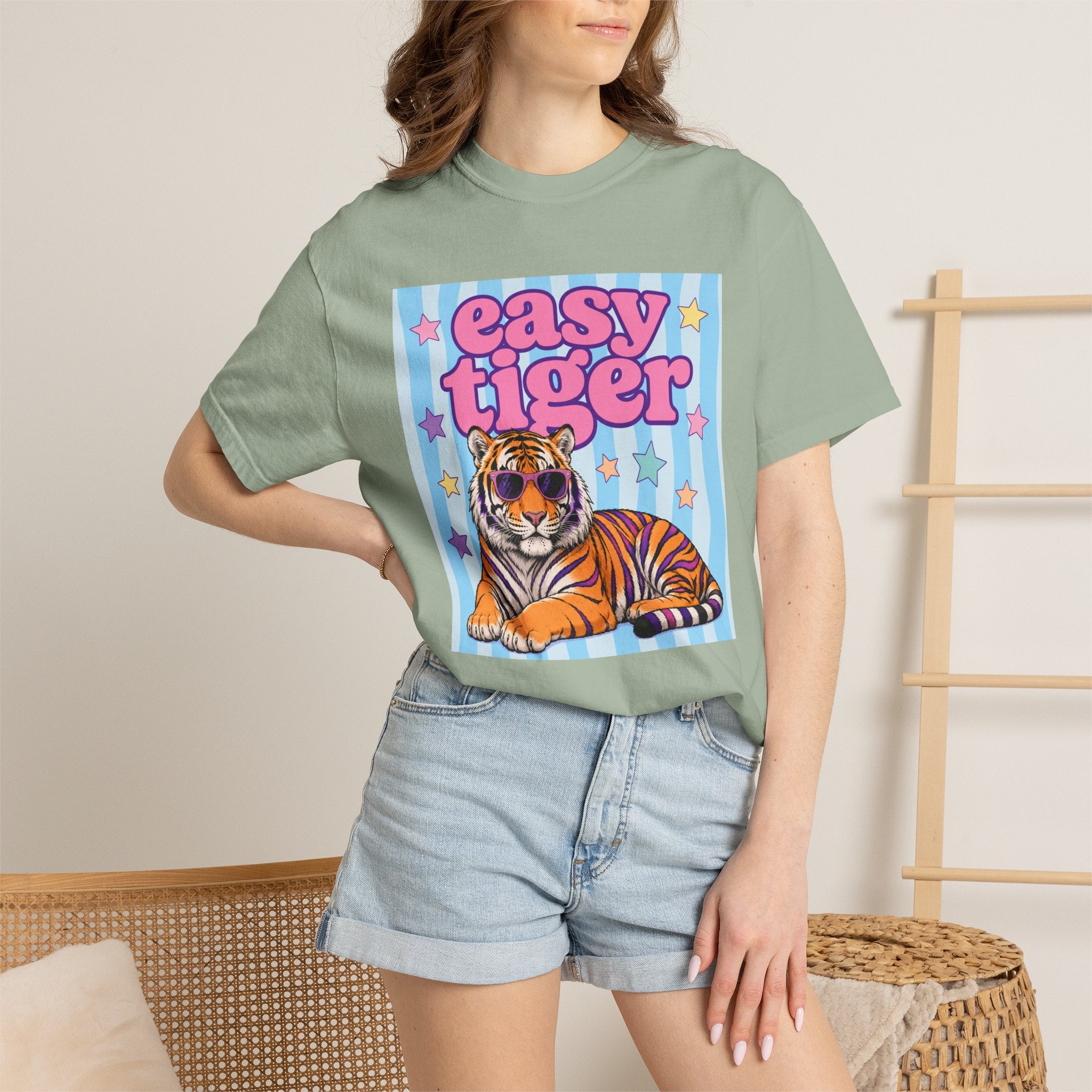 Easy Tiger Graphic T-Shirt — Retro Pastel Tiger Tee