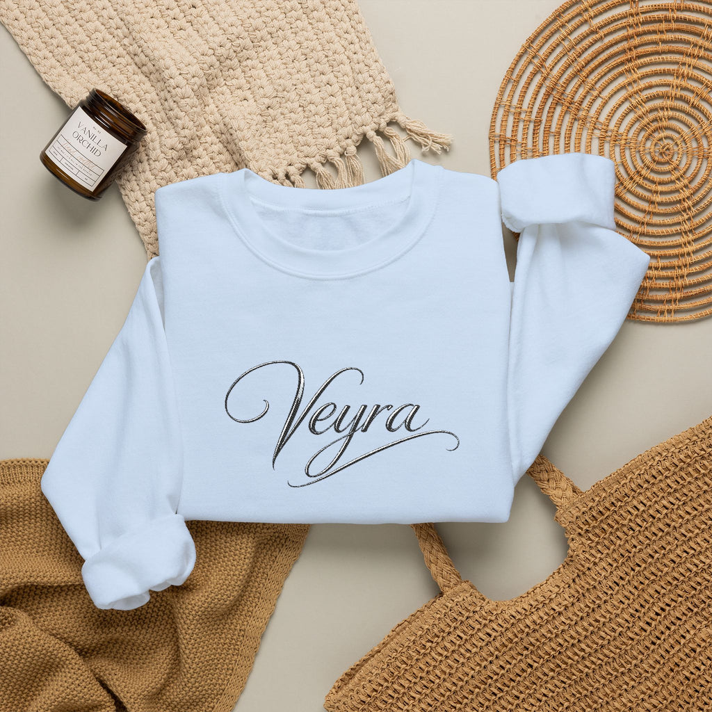 Veyra Script Crewneck Sweatshirt — Elegant Handwritten Logo Pullover