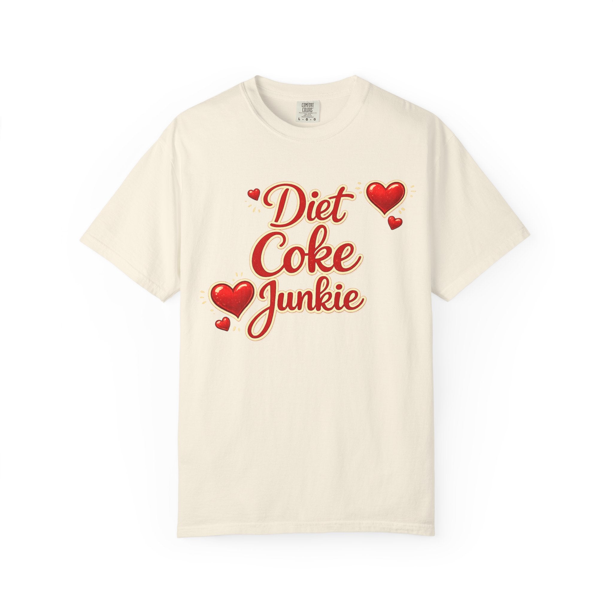 Diet Coke Junkie T‑Shirt — Retro Script Heart Graphic Tee