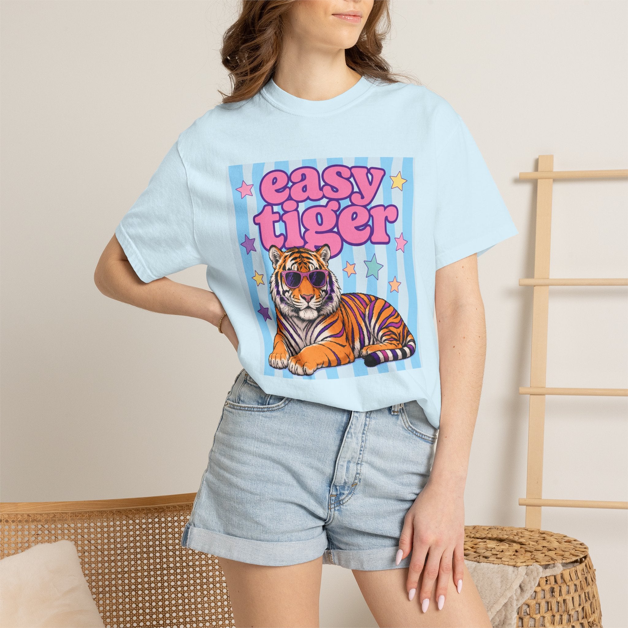 Easy Tiger Graphic T-Shirt — Retro Pastel Tiger Tee
