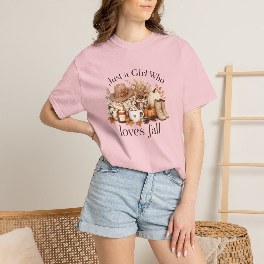 Fall Vibes Graphic Tee — "Just a Girl Who Loves Fall" Autumn Shirt