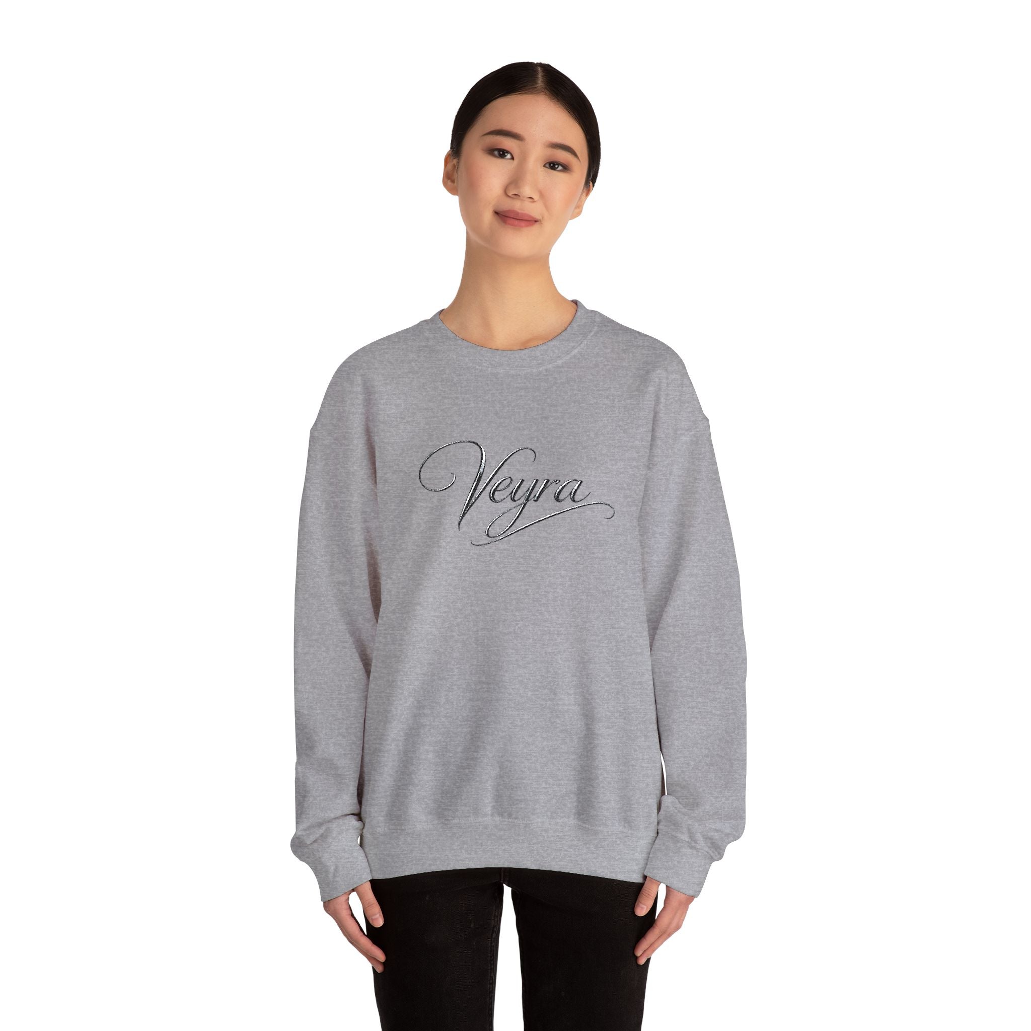 Veyra Script Crewneck Sweatshirt — Elegant Handwritten Logo Pullover