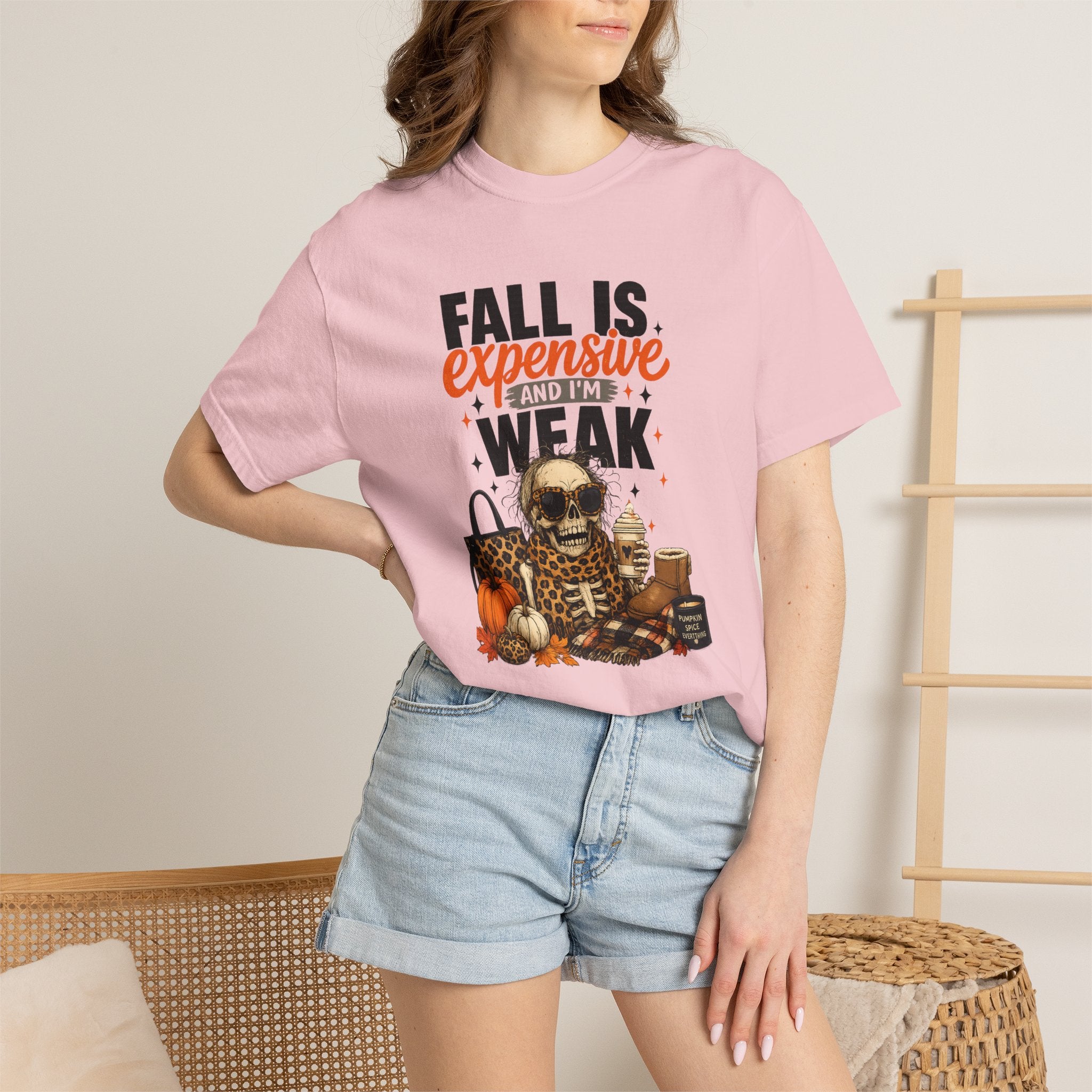 Fall Is Expensive and I'm Weak T-Shirt — Funny Autumn Pumpkin Skull Tee