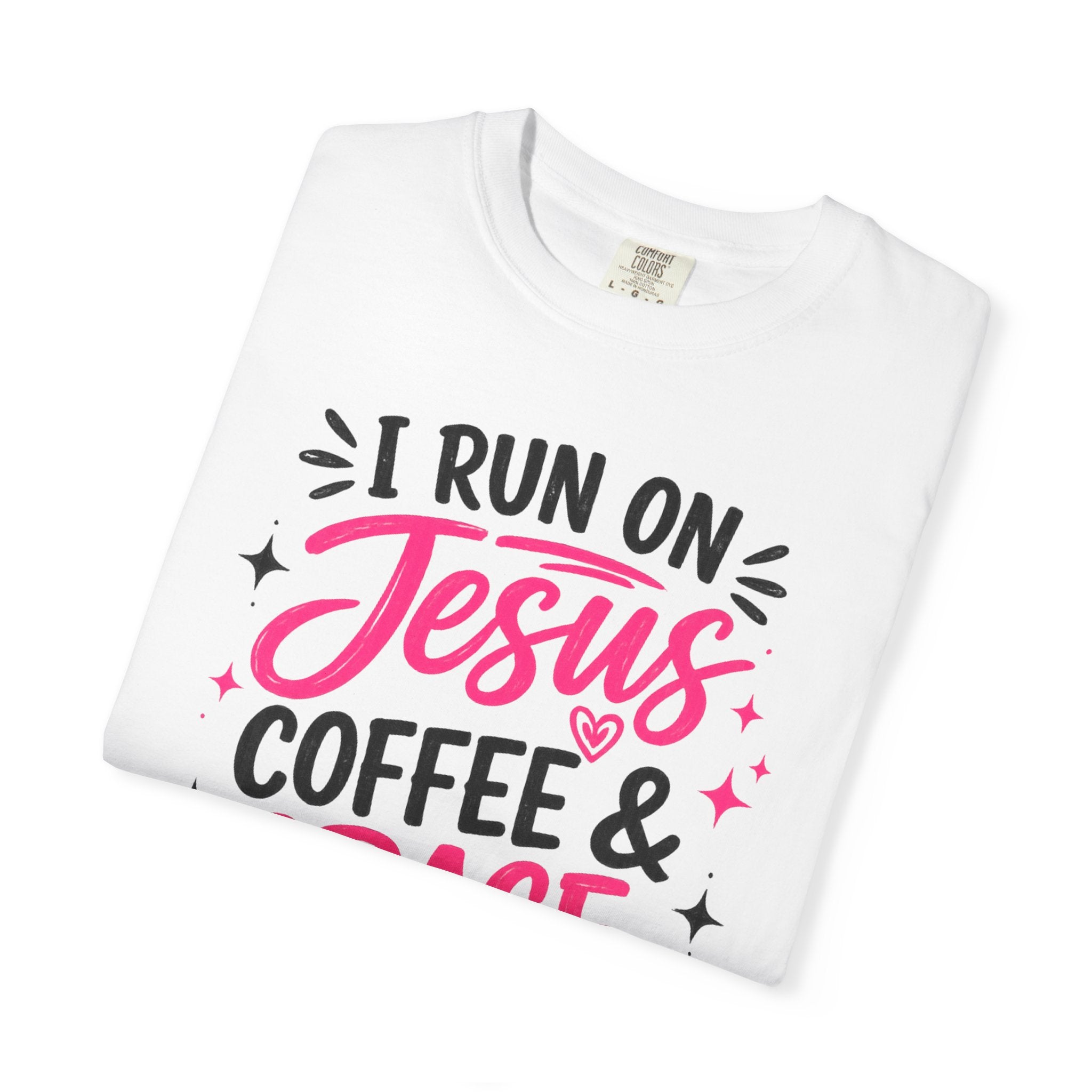 Christian Graphic T-Shirt - "I Run on Jesus, Coffee & Grace" Faith Tee