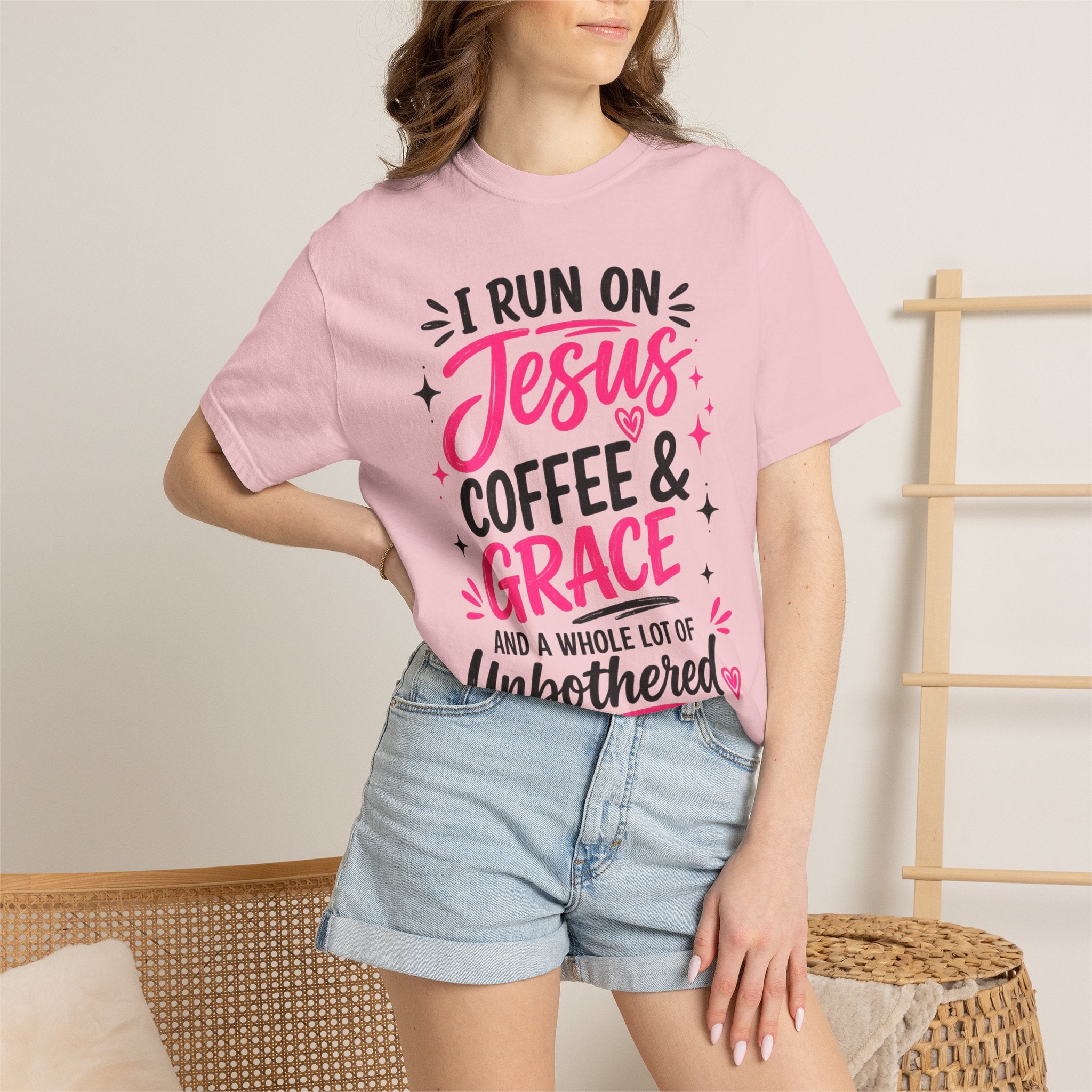 Christian Graphic T-Shirt - "I Run on Jesus, Coffee & Grace" Faith Tee