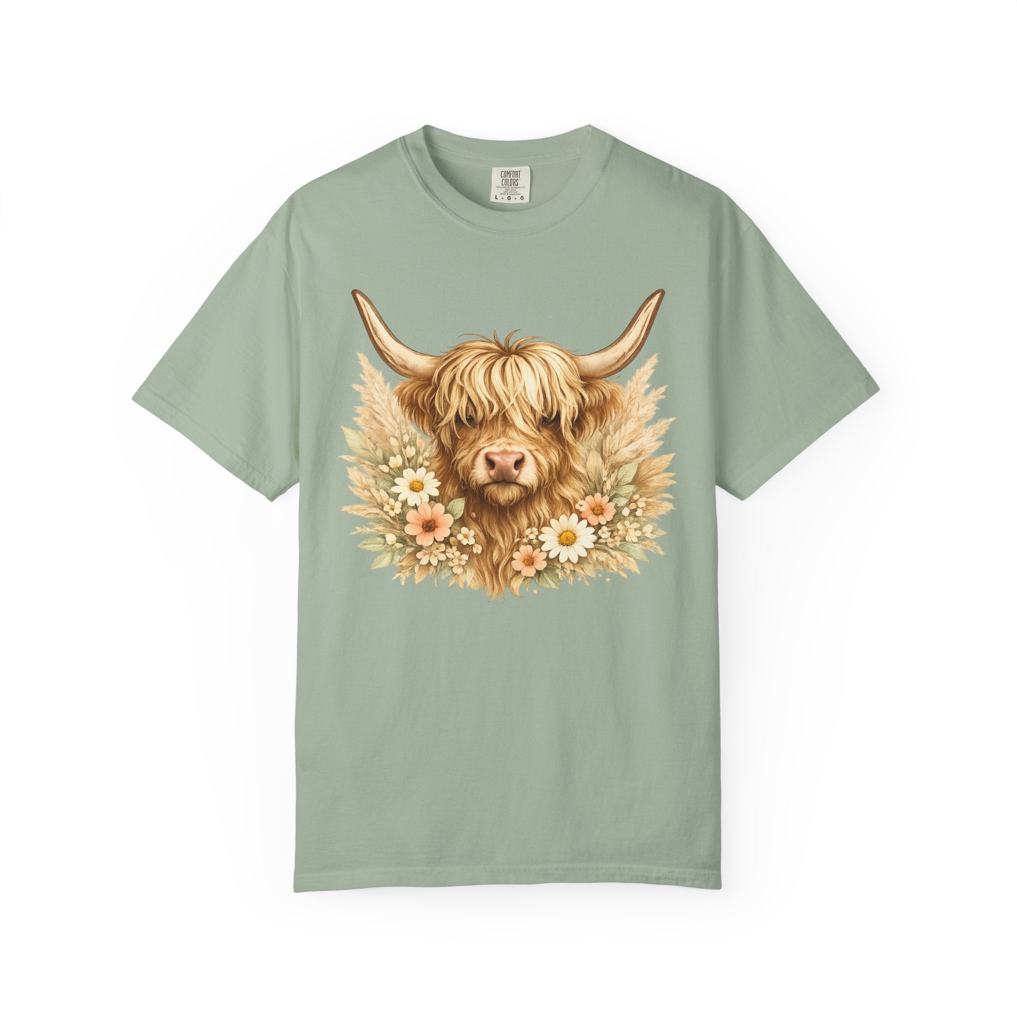 Highland Cow Floral T-Shirt — Cute Scottish Highland Cattle Tee