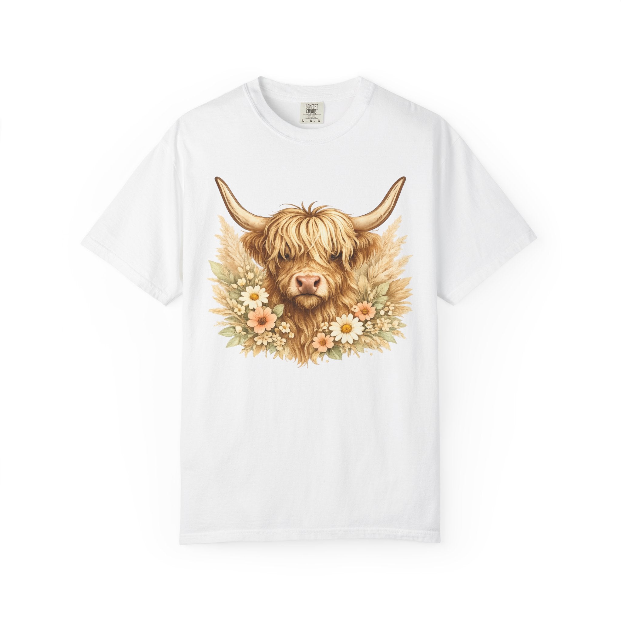 Highland Cow Floral T-Shirt — Cute Scottish Highland Cattle Tee