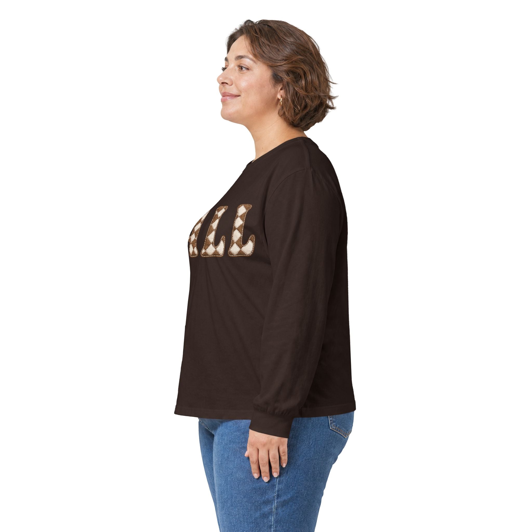 Fall Graphic Long Sleeve Tee — Retro Pattern "FALL" Autumn Shirt