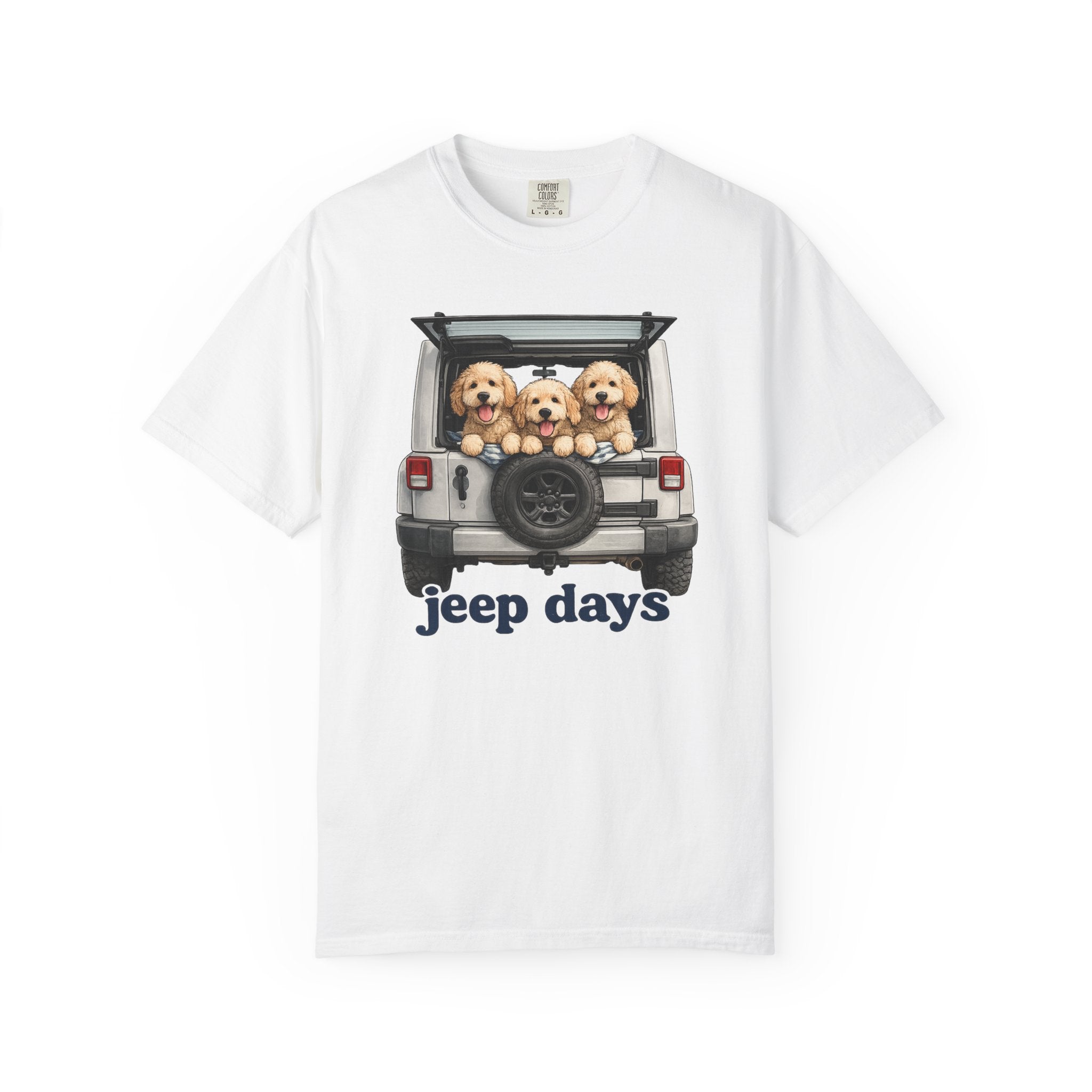 Jeep Days T-Shirt — Cute Golden Retrievers in Jeep Graphic Tee
