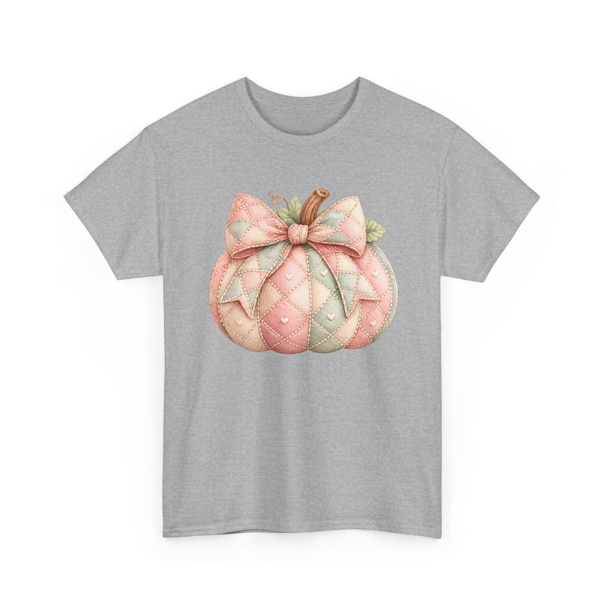 Pink Quilted Pumpkin Tee - Pastel Fall Pumpkin Shirt