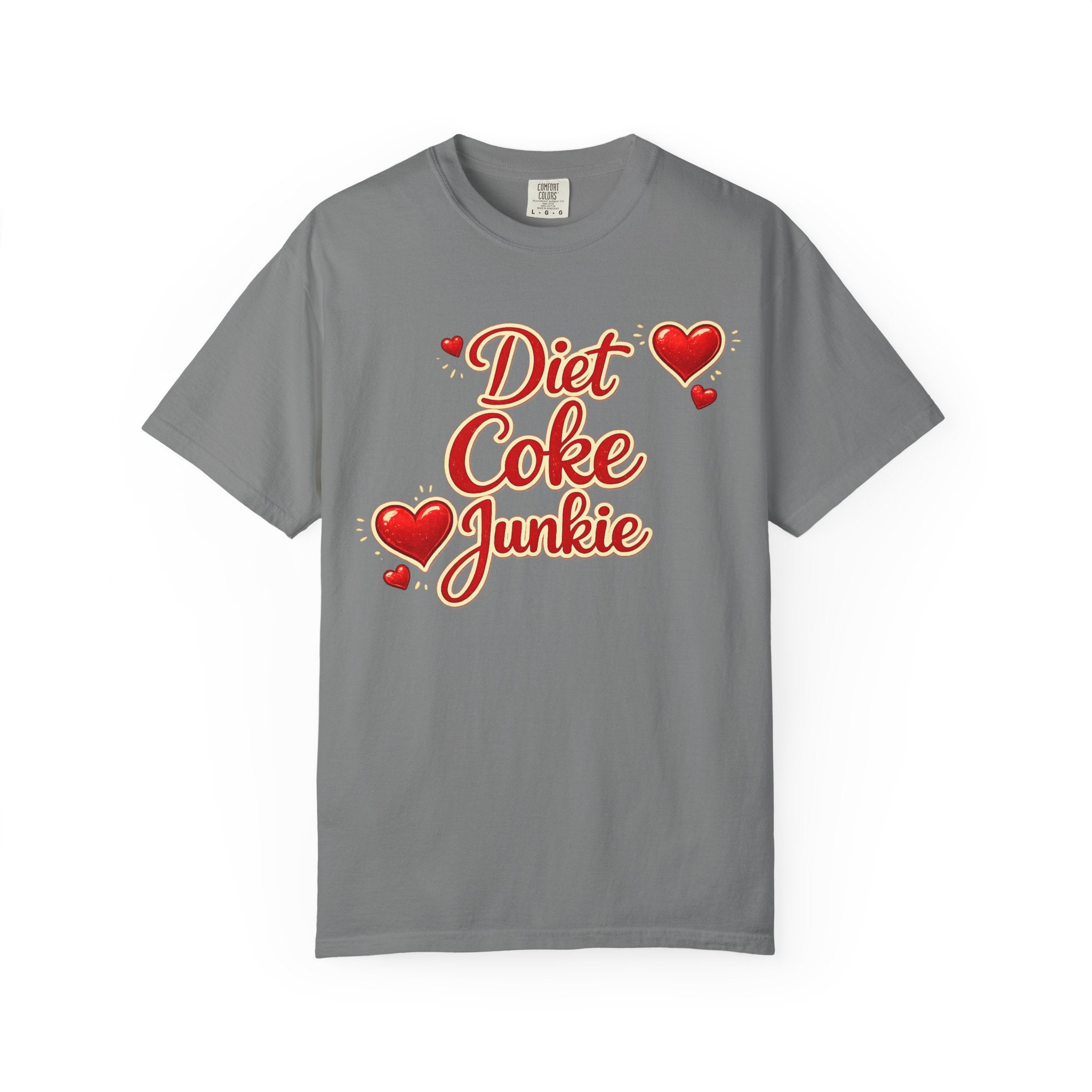 Diet Coke Junkie T‑Shirt — Retro Script Heart Graphic Tee