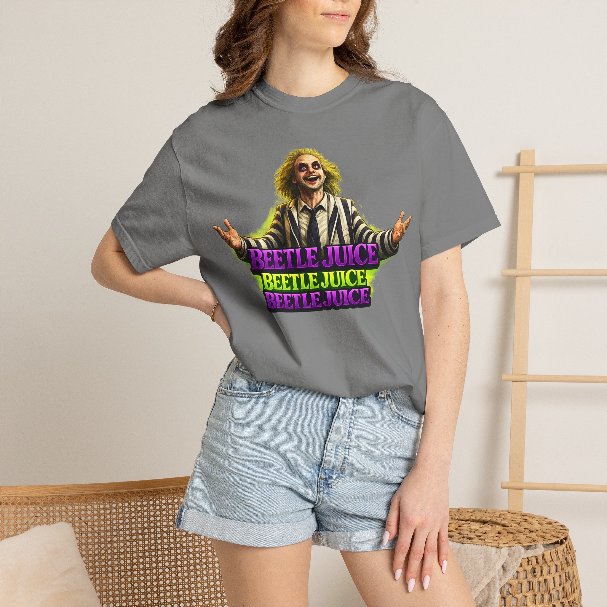 Beetlejuice Graphic T-Shirt — Retro Horror Movie Tee with Beetlejuice Text