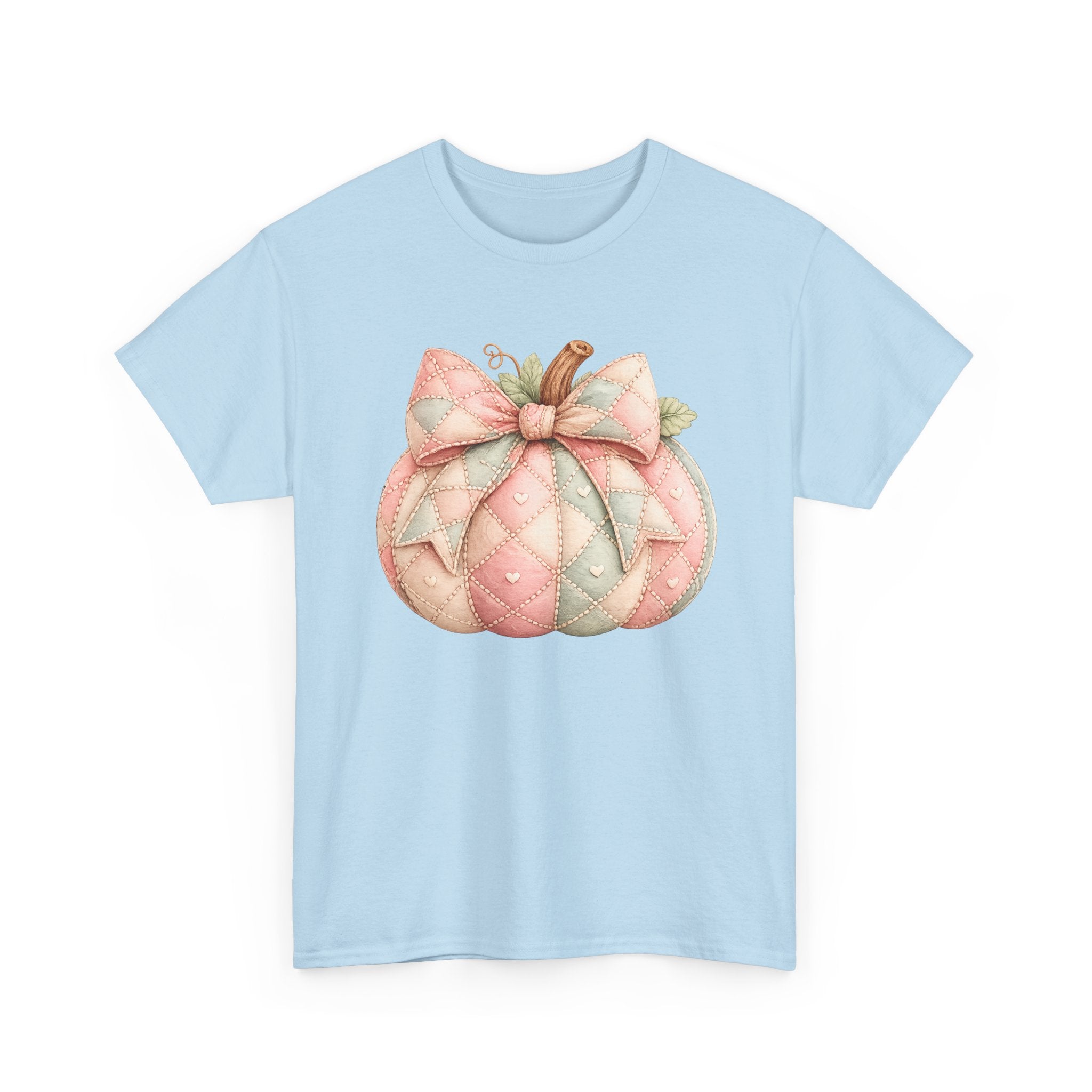 Pink Quilted Pumpkin Tee - Pastel Fall Pumpkin Shirt