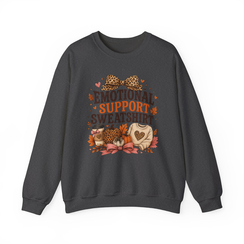 Emotional Support Sweatshirt Crewneck - Cozy Fall Leopard Pumpkin Design