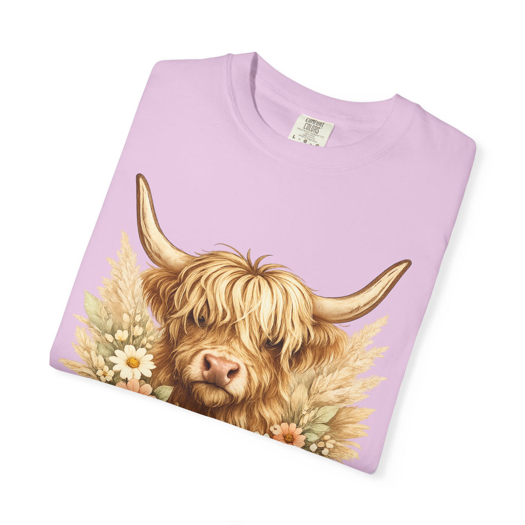 Highland Cow Floral T-Shirt — Cute Scottish Highland Cattle Tee