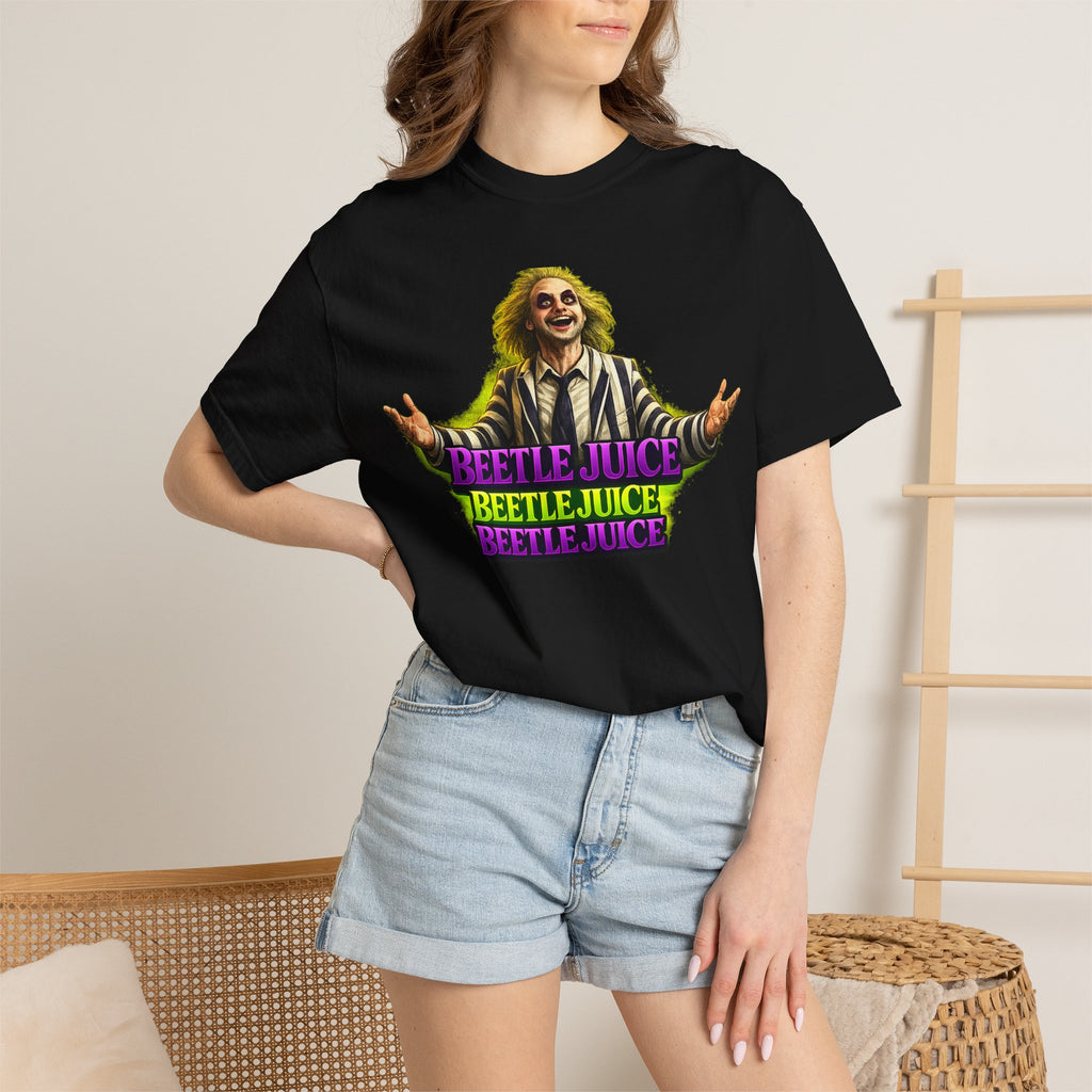 Beetlejuice Graphic T-Shirt — Retro Horror Movie Tee with Beetlejuice Text
