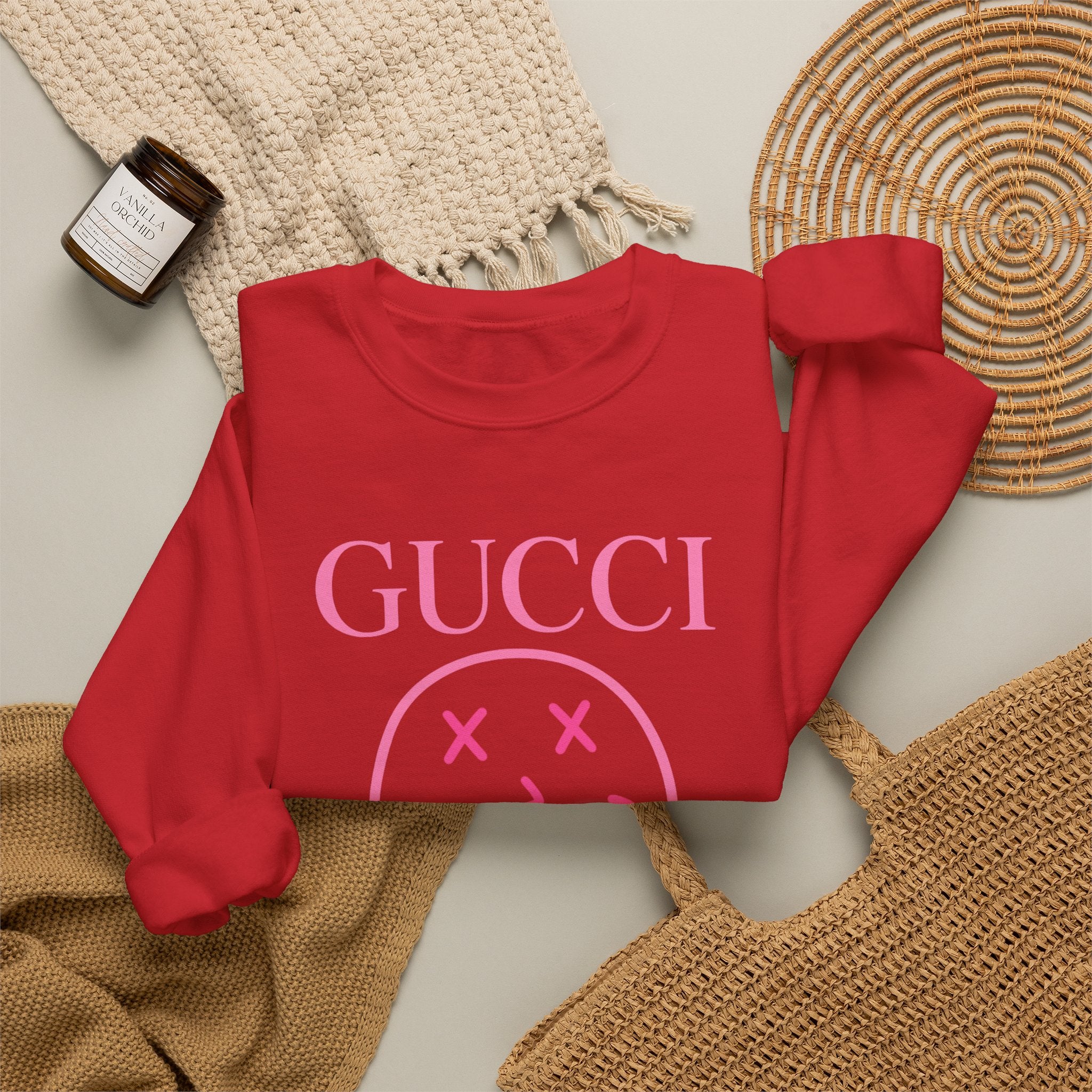 Gucci Pink Smiley Crewneck Sweatshirt