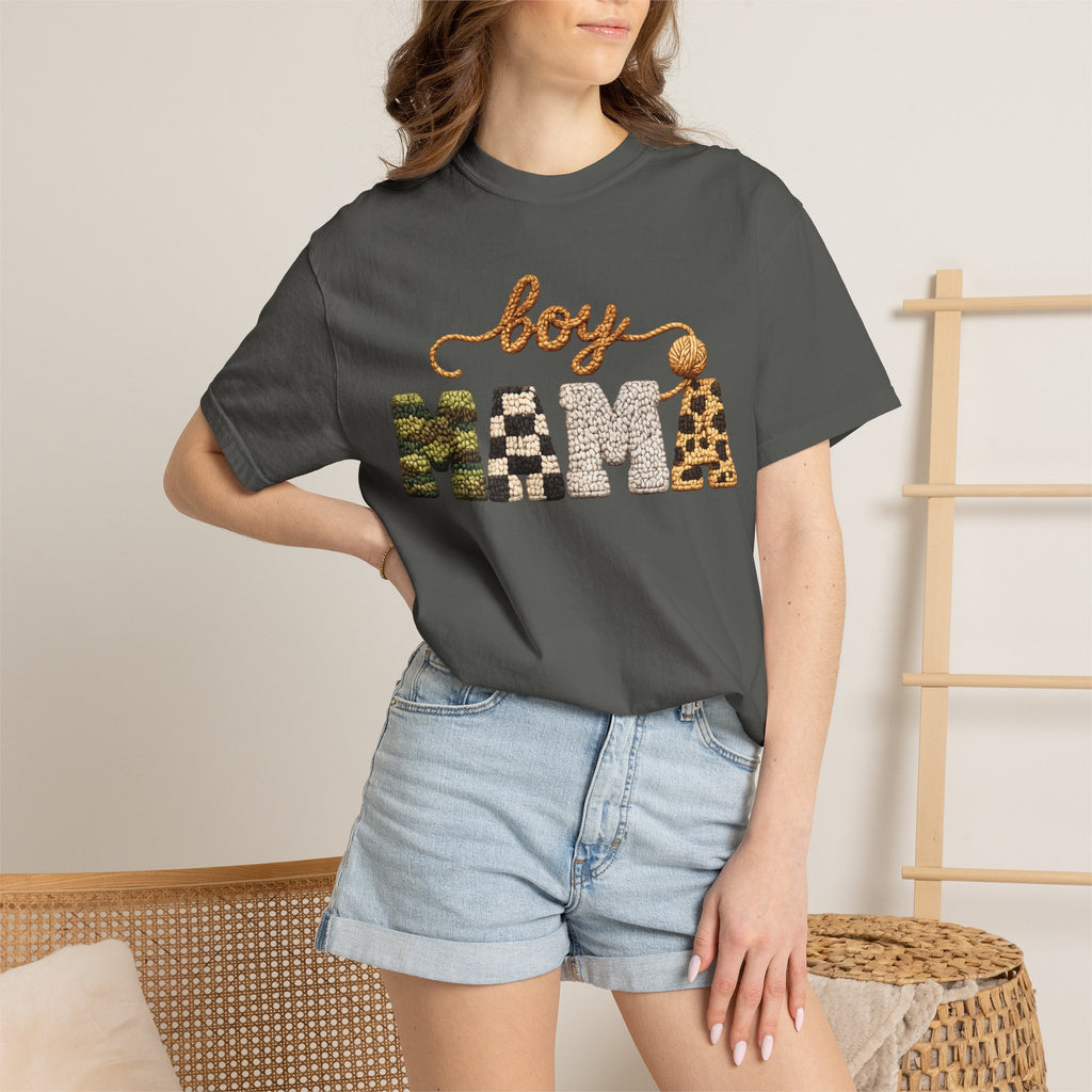 Boy Mama Graphic T-Shirt — Leopard & Camo Mom Tee