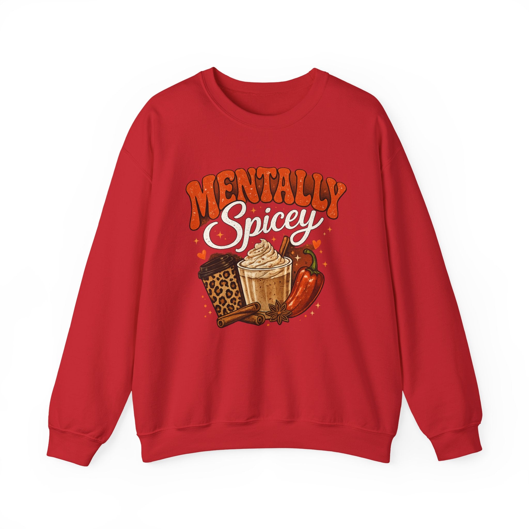 Crewneck Sweatshirt — "Mentally Spicy" Coffee & Chili Graphic