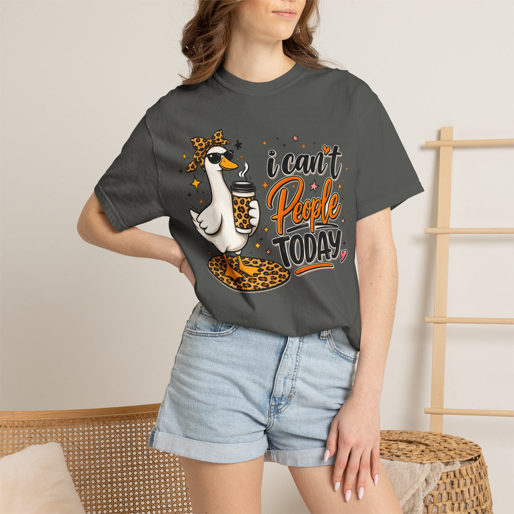I Can't People Today T-Shirt — Leopard Duck Graphic Tee for Introverts