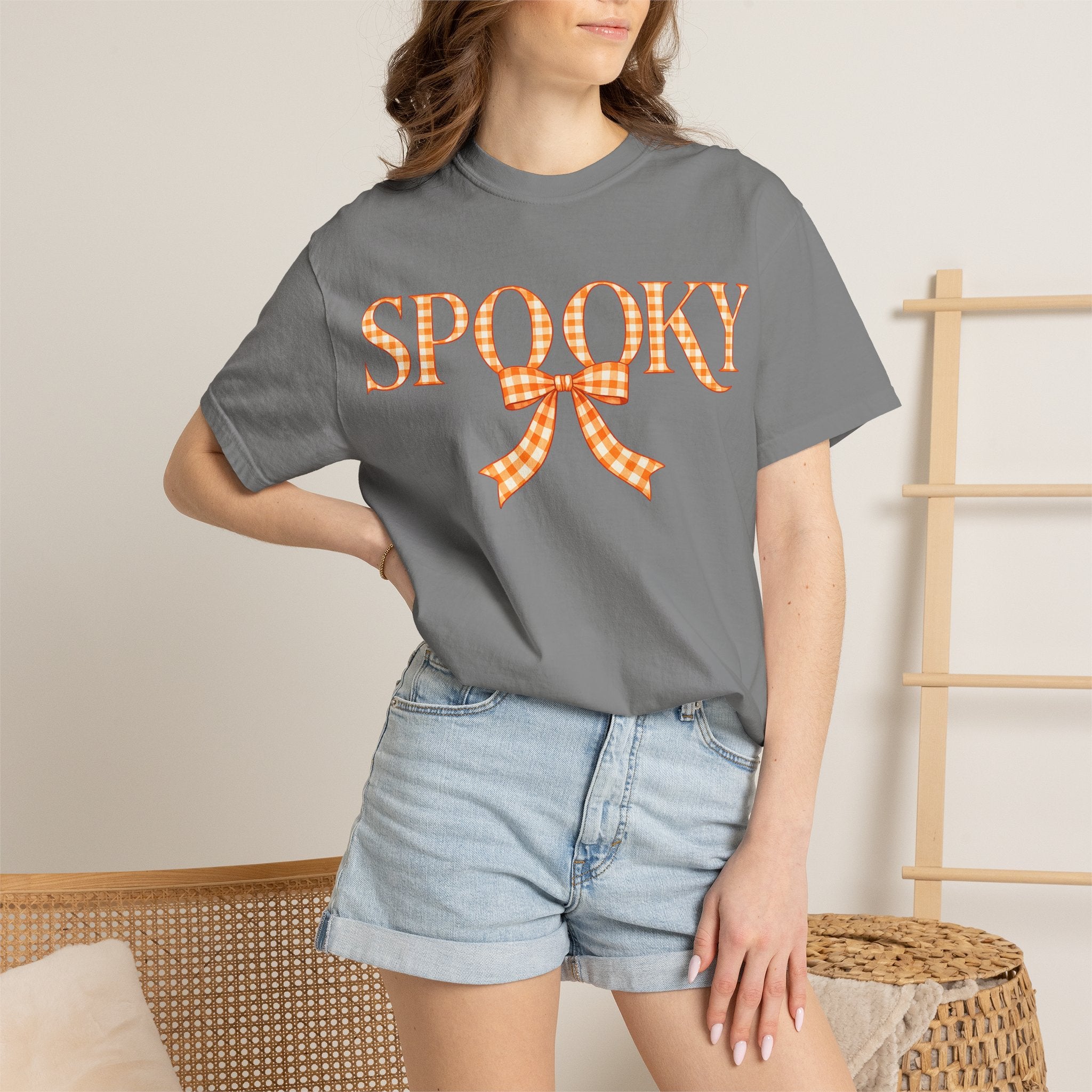 Spooky Gingham Bow T-Shirt — Halloween Graphic Tee