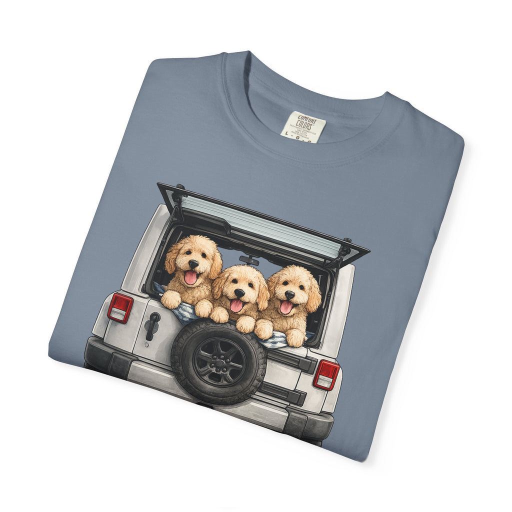 Jeep Days T-Shirt — Cute Golden Retrievers in Jeep Graphic Tee