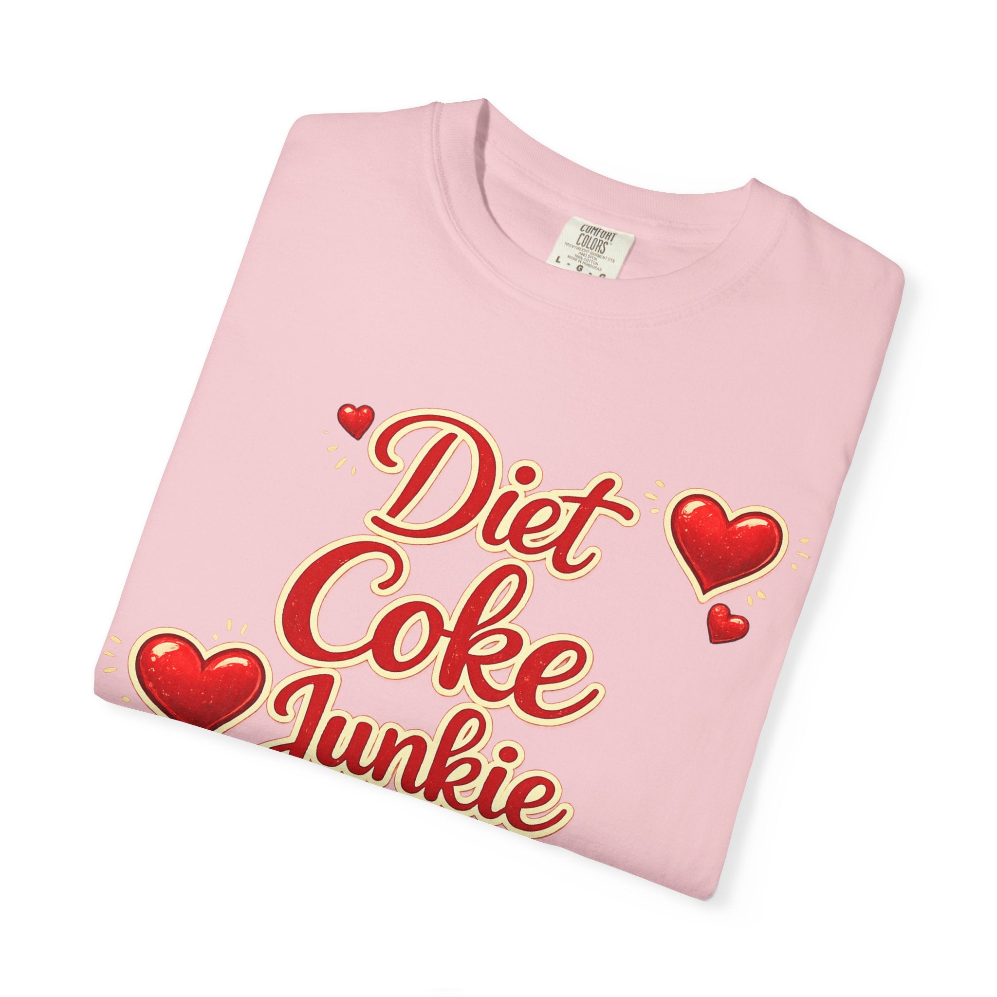 Diet Coke Junkie T‑Shirt — Retro Script Heart Graphic Tee