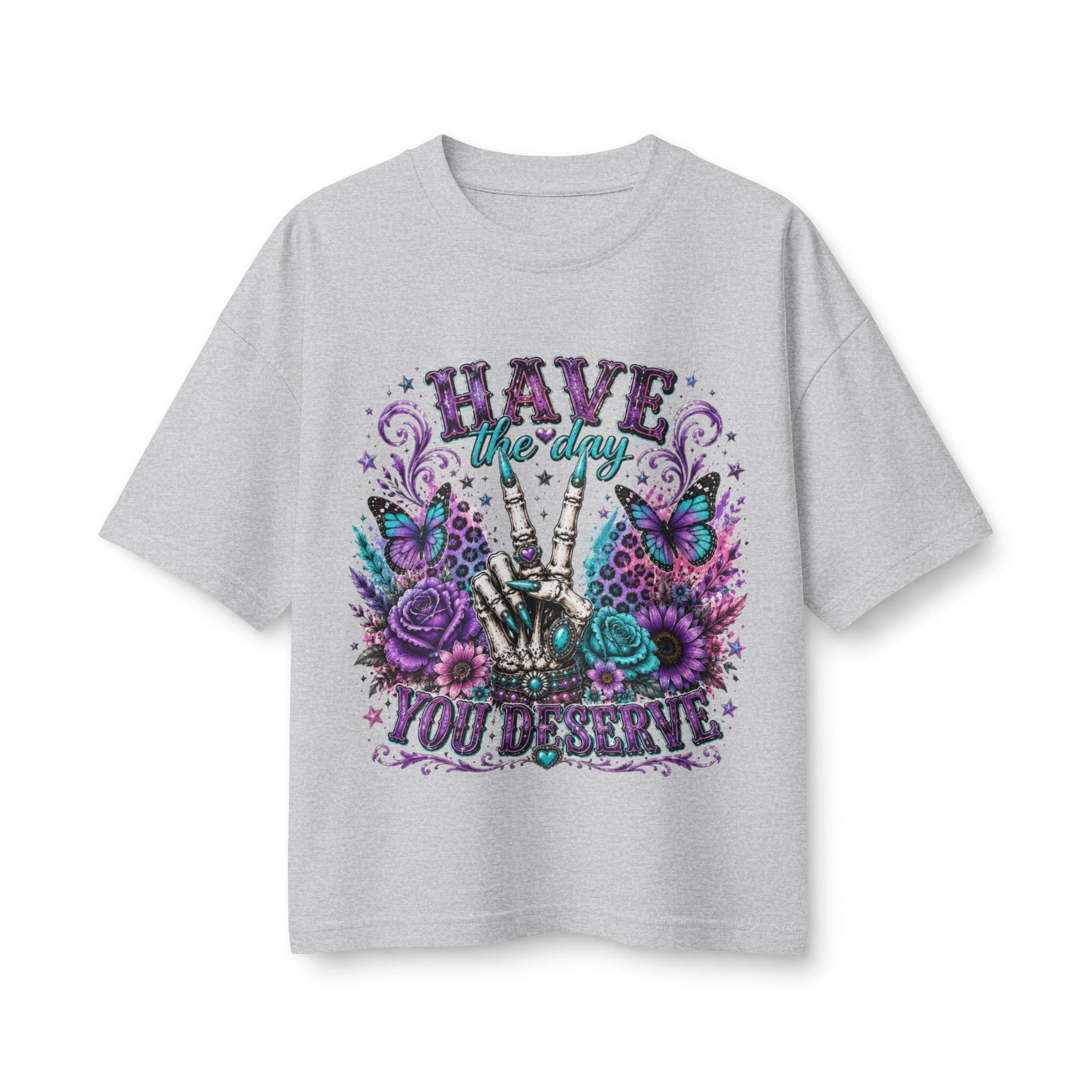 Have the Day You Deserve Graphic Tee — Floral Peace Sign Women’s T‑Shirt
