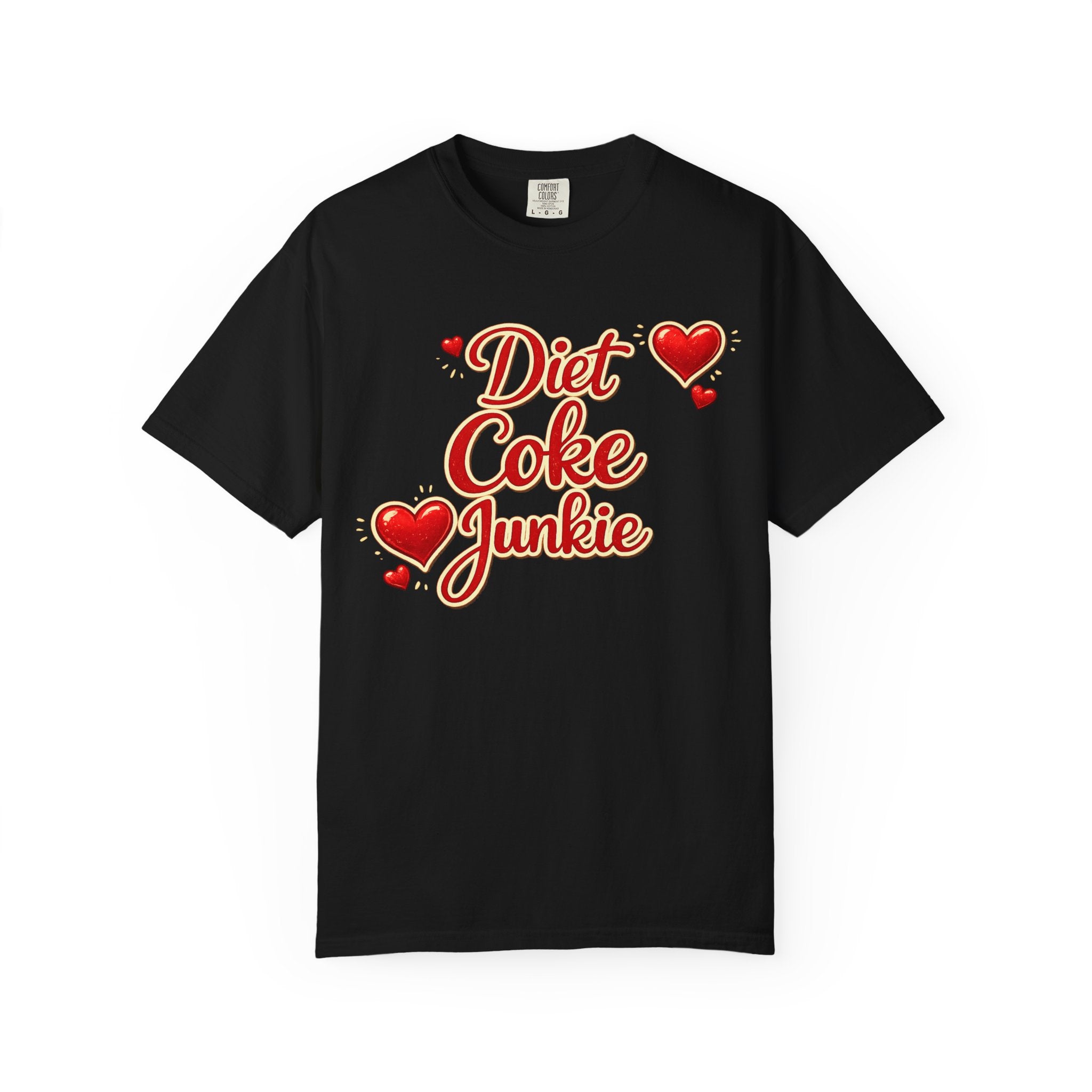 Diet Coke Junkie T‑Shirt — Retro Script Heart Graphic Tee
