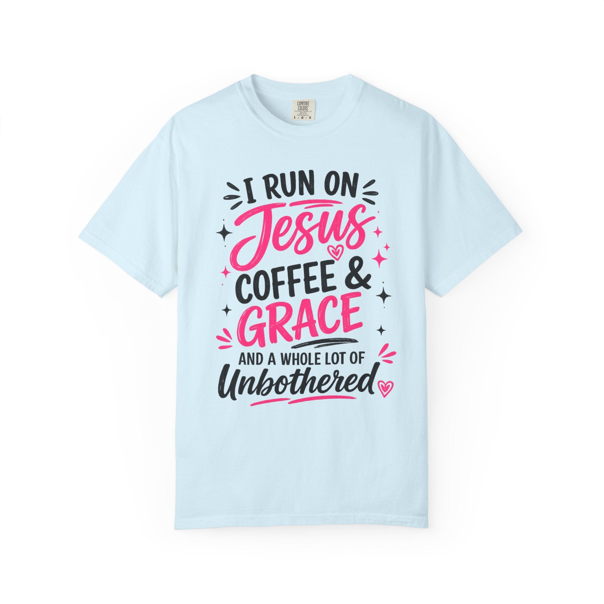 Christian Graphic T-Shirt - "I Run on Jesus, Coffee & Grace" Faith Tee