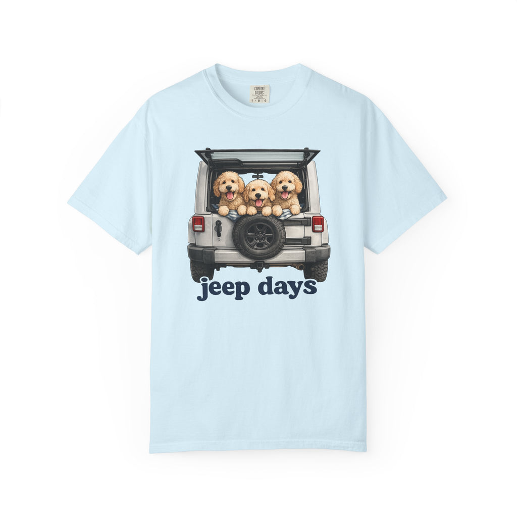Jeep Days T-Shirt — Cute Golden Retrievers in Jeep Graphic Tee
