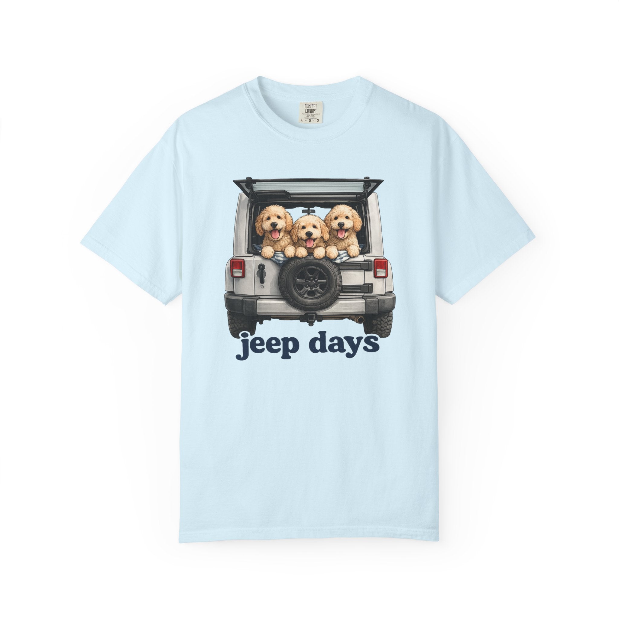 Jeep Days T-Shirt — Cute Golden Retrievers in Jeep Graphic Tee