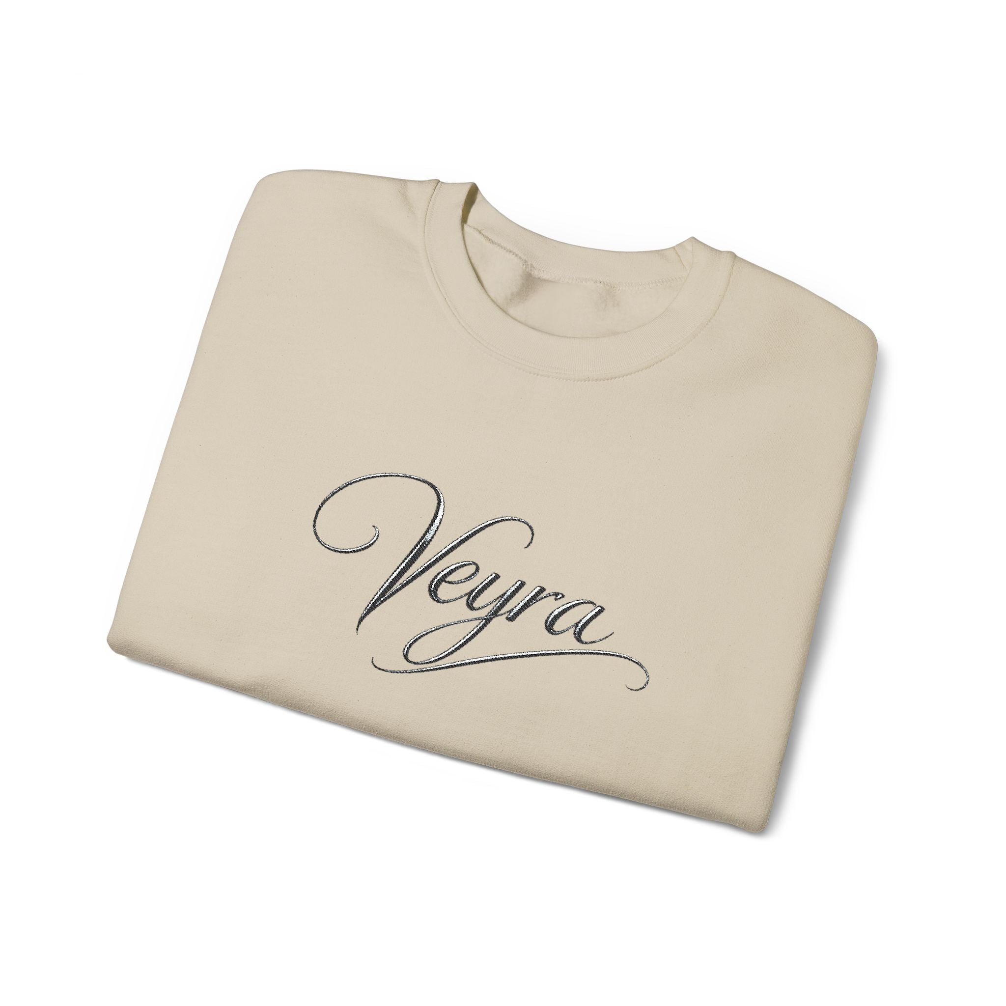 Veyra Script Crewneck Sweatshirt — Elegant Handwritten Logo Pullover