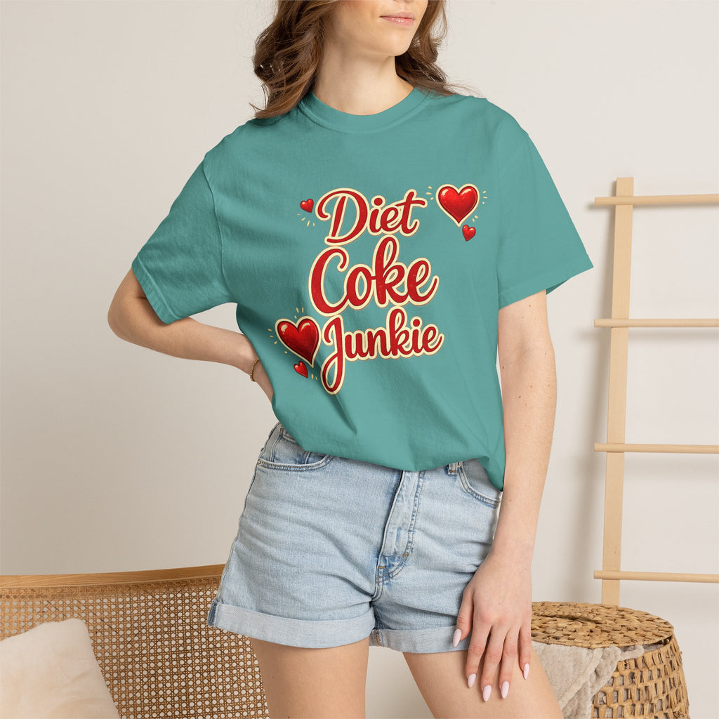 Diet Coke Junkie T‑Shirt — Retro Script Heart Graphic Tee