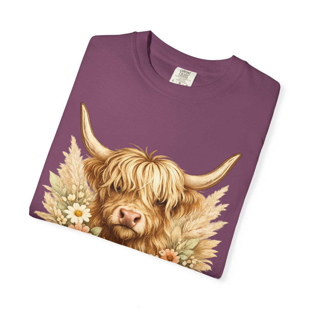 Highland Cow Floral T-Shirt — Cute Scottish Highland Cattle Tee