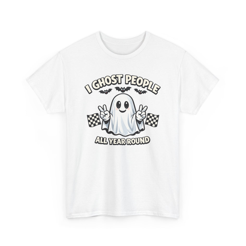 Ghost People All Year Round Tee — Cute Vintage Ghost Graphic Shirt