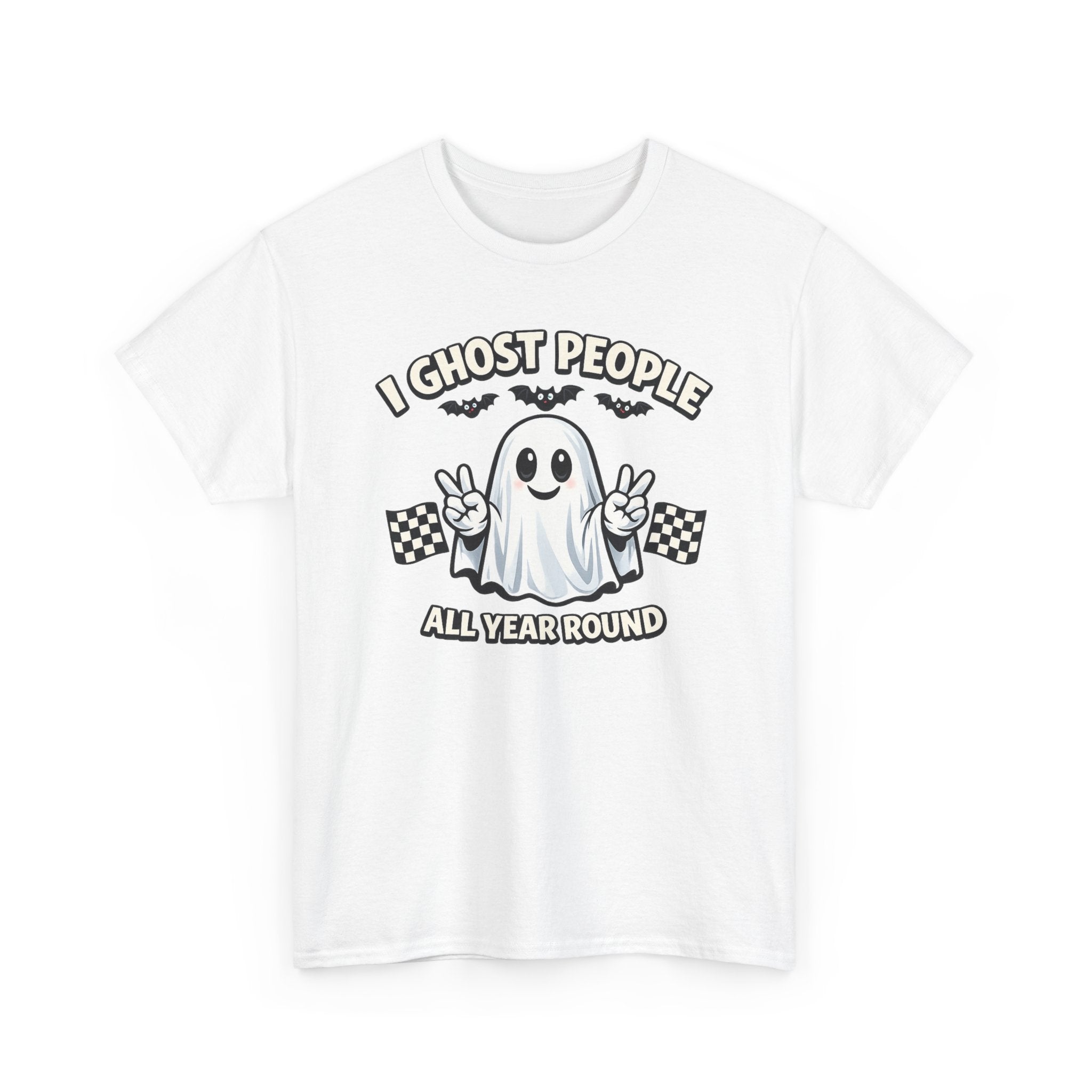 Ghost People All Year Round Tee — Cute Vintage Ghost Graphic Shirt