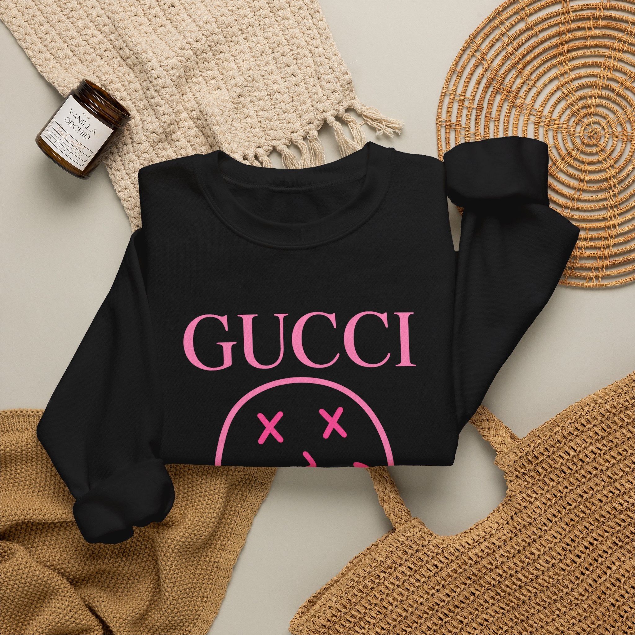 Gucci Pink Smiley Crewneck Sweatshirt